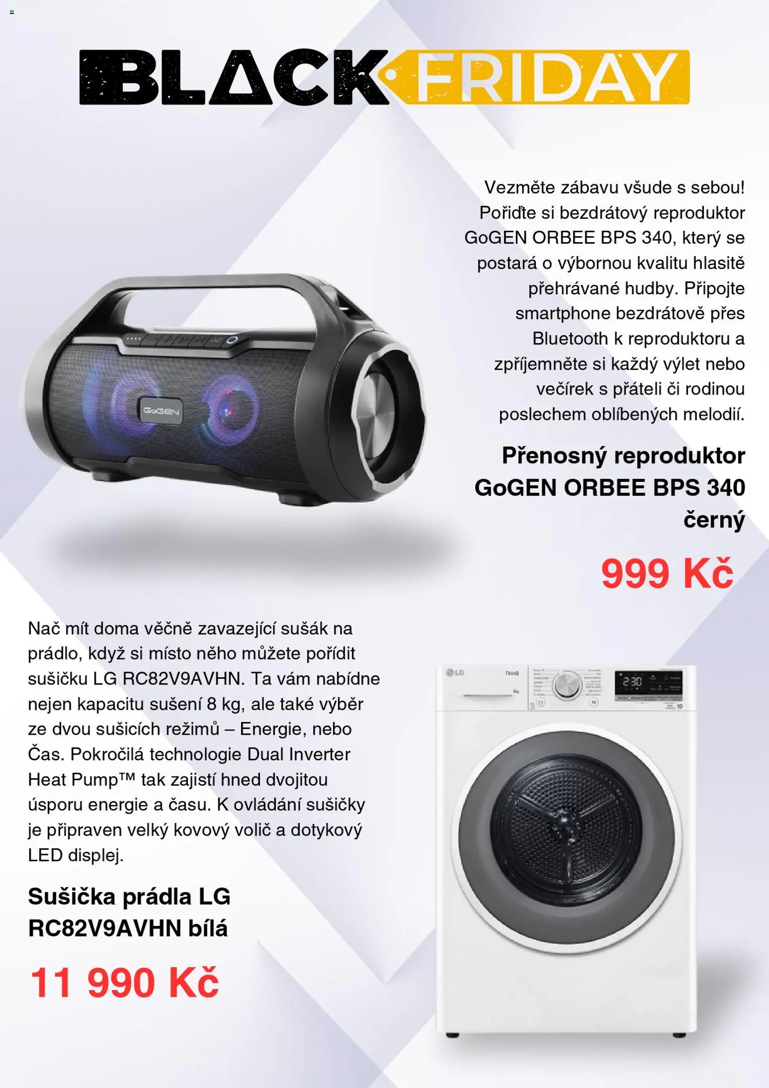 Datart Black Friday od 03.11.2025 | Strana: 2 | Produkty: Smartphone, Reproduktor, Sušička, LED