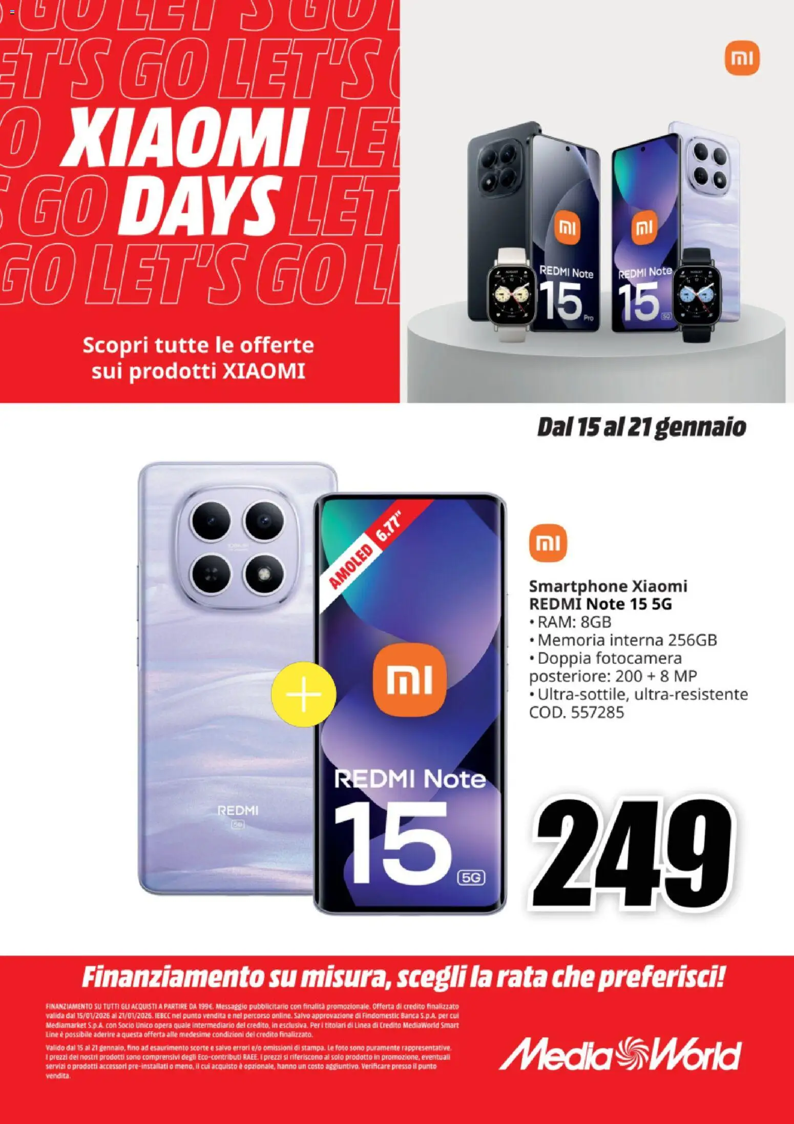 Volantino Media World del 15.01.2026 | Pagina: 2 | Prodotti: Xiaomi, Smartphone, Fotocamera