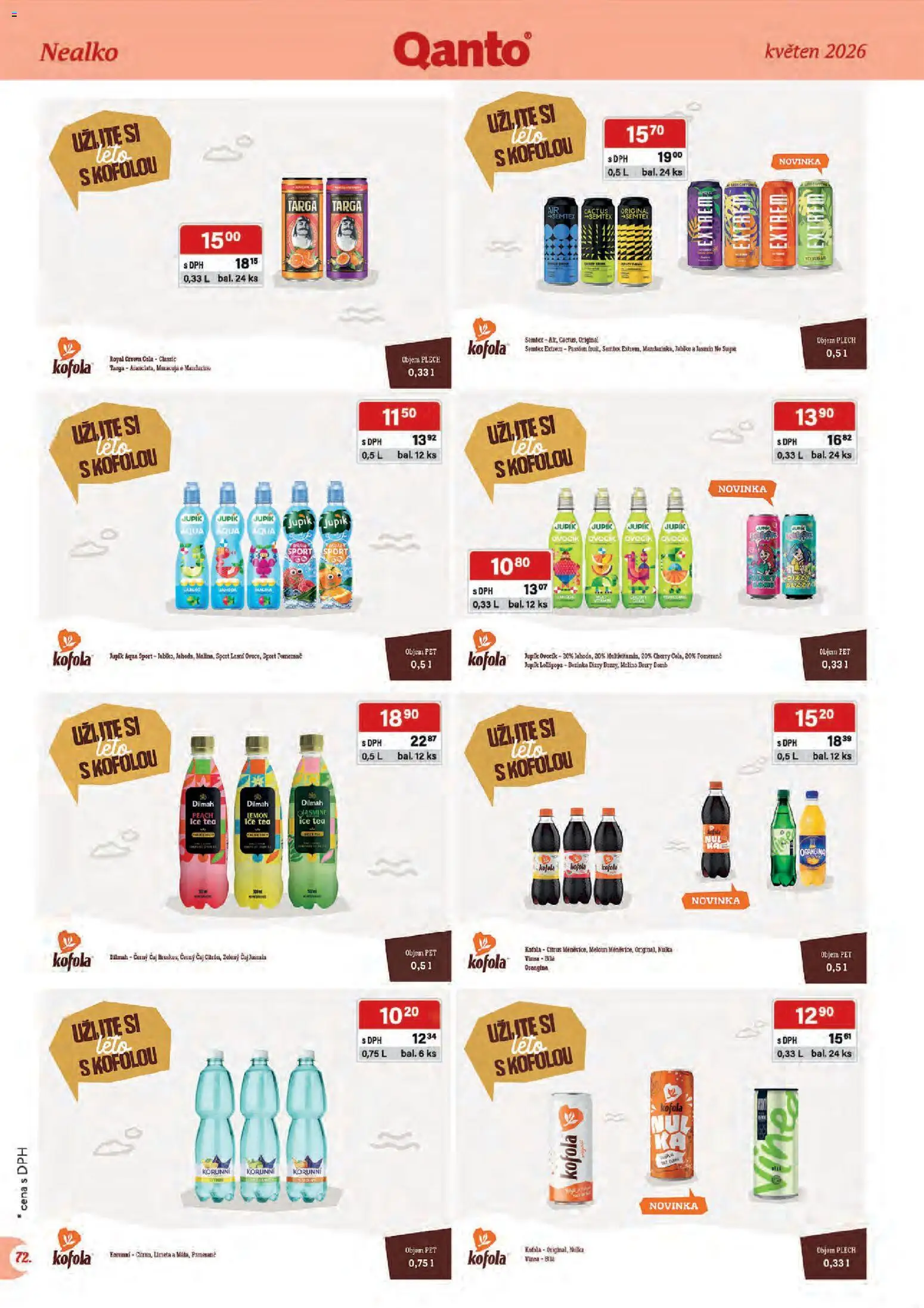 Astur & Qanto leták - Velkoobchod 05/2026 od 01.05.2026 | Strana: 72 | Produkty: Meloun, Čaj, Kofola, Ice tea