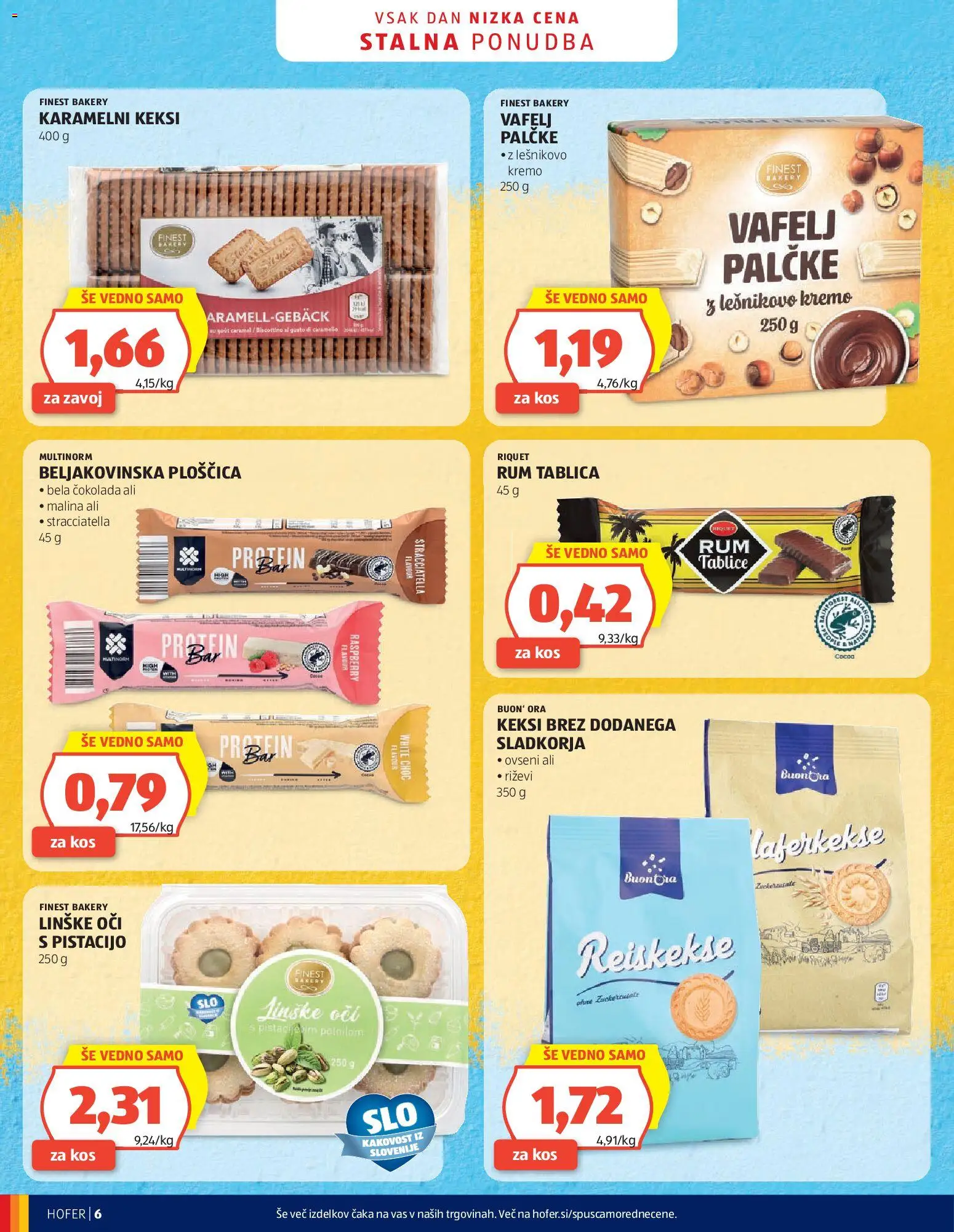 Novi Hofer katalog ponudbe – veljaven od 29.04.2026 | Stran: 6 | Izdelki: Tablica, Kos, Beljakovinska ploščica, Cokolada