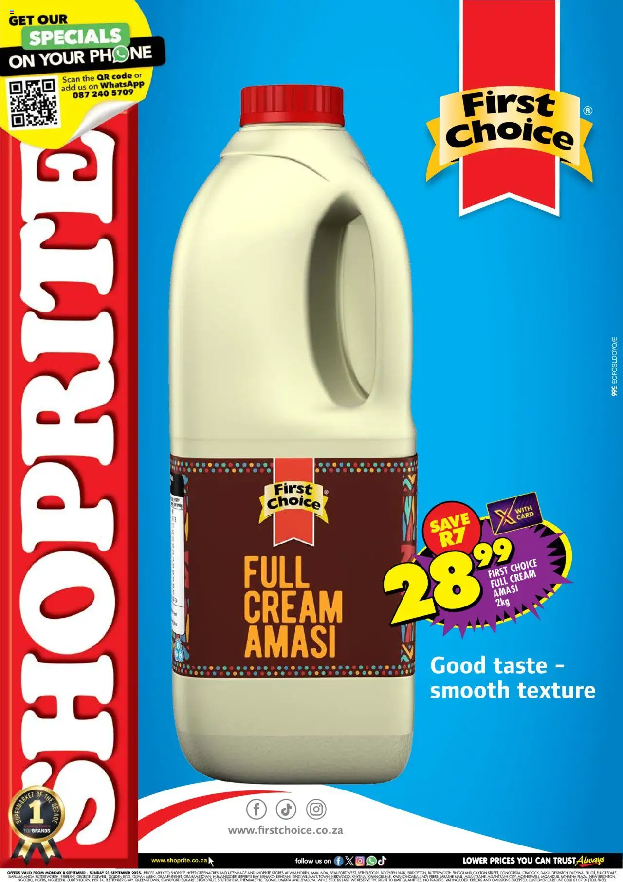 New Shoprite catalogue – valid from 08.09.2025 | Page: 1 | Products: Phone, Cream