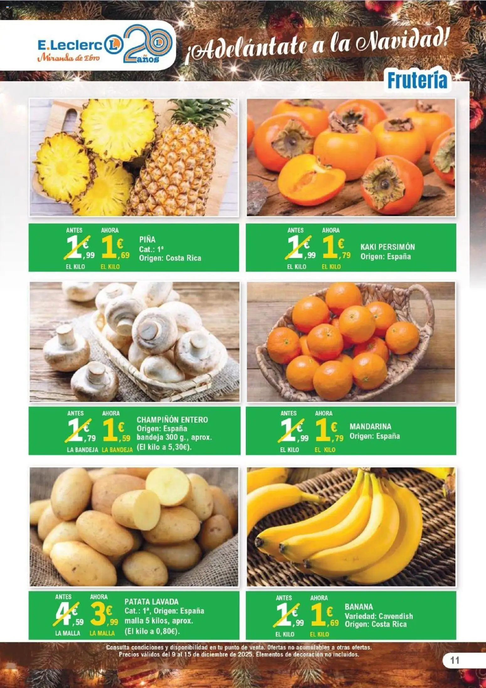 E.Leclerc folleto │ válido desde el 09.12.2025 | Página: 11 | Productos: Piña, Bandeja