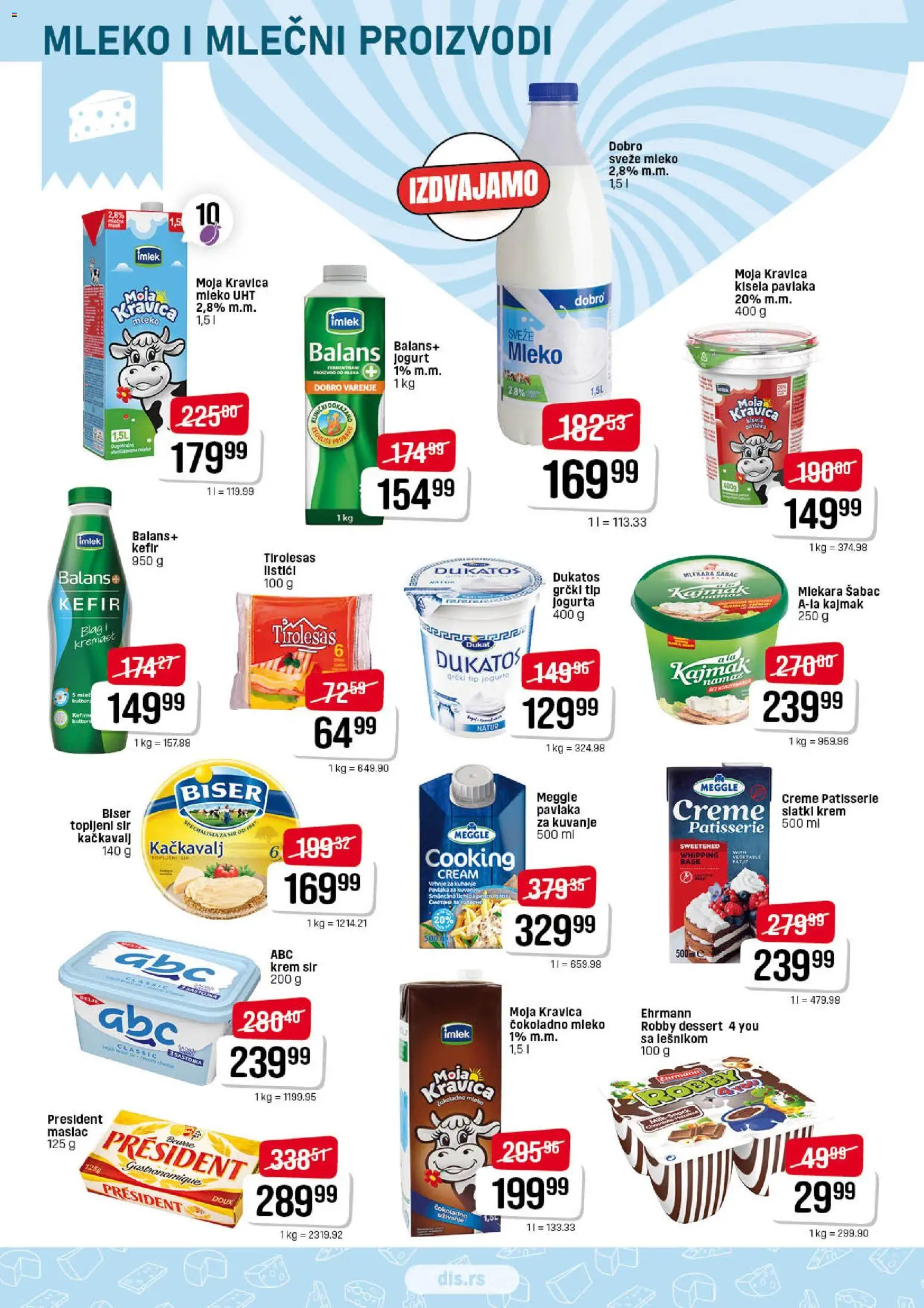Super DIS katalog - važi od 26.02.2026 | Strana: 4 | Proizvode: Čokoladno mleko, Krem sir, Kačkavalj, Topljeni sir