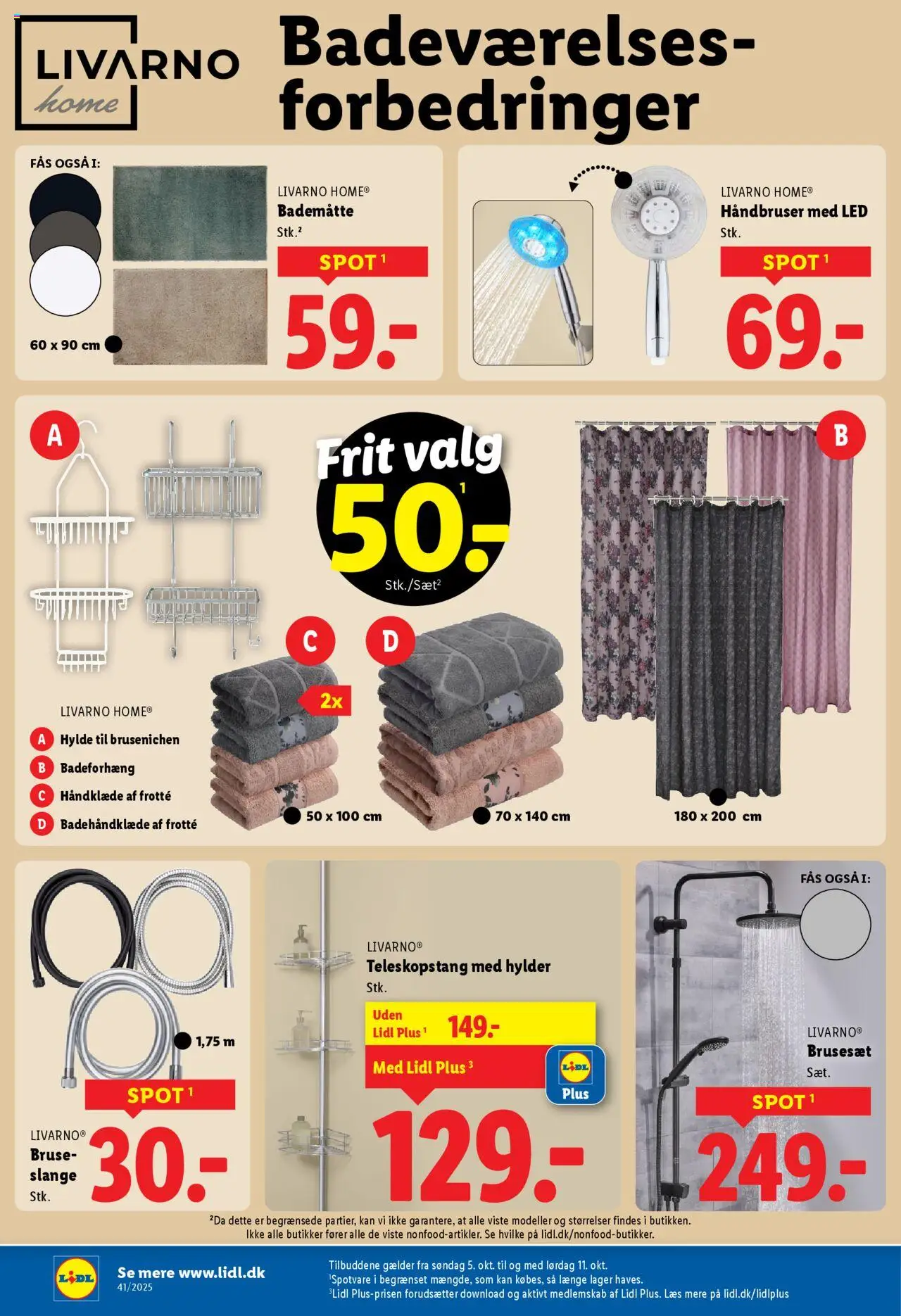 Lidl tilbudsavis – gyldig fra 05.10.2025 | Side: 32 | Produkter: Håndklæde, Søm, Badeforhæng, Bademåtte