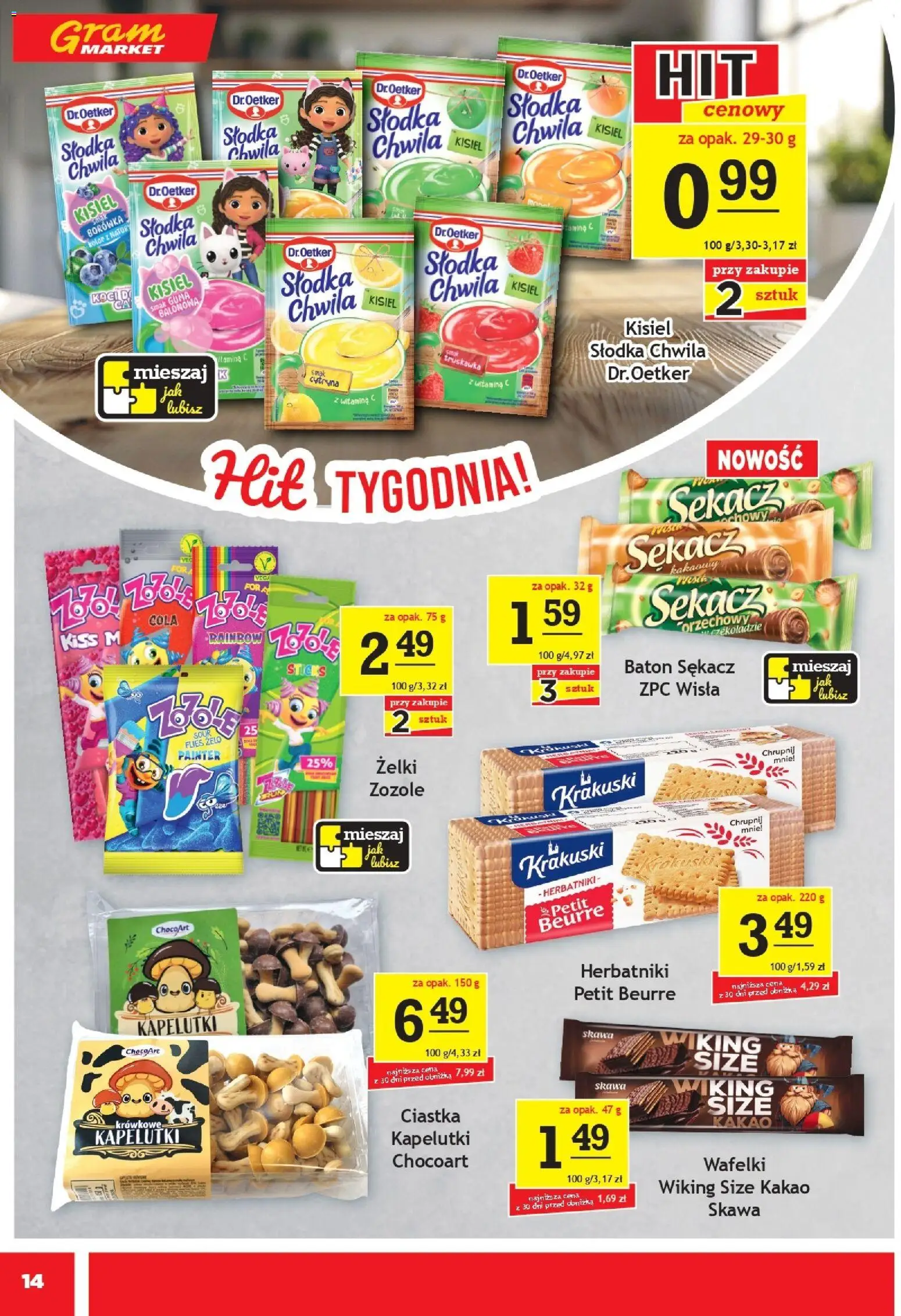 Gram Market Gazetka od 14.01.2026 | Strona: 14 | Produkty: Cytryna, Kakao, Herbatniki, Żelki