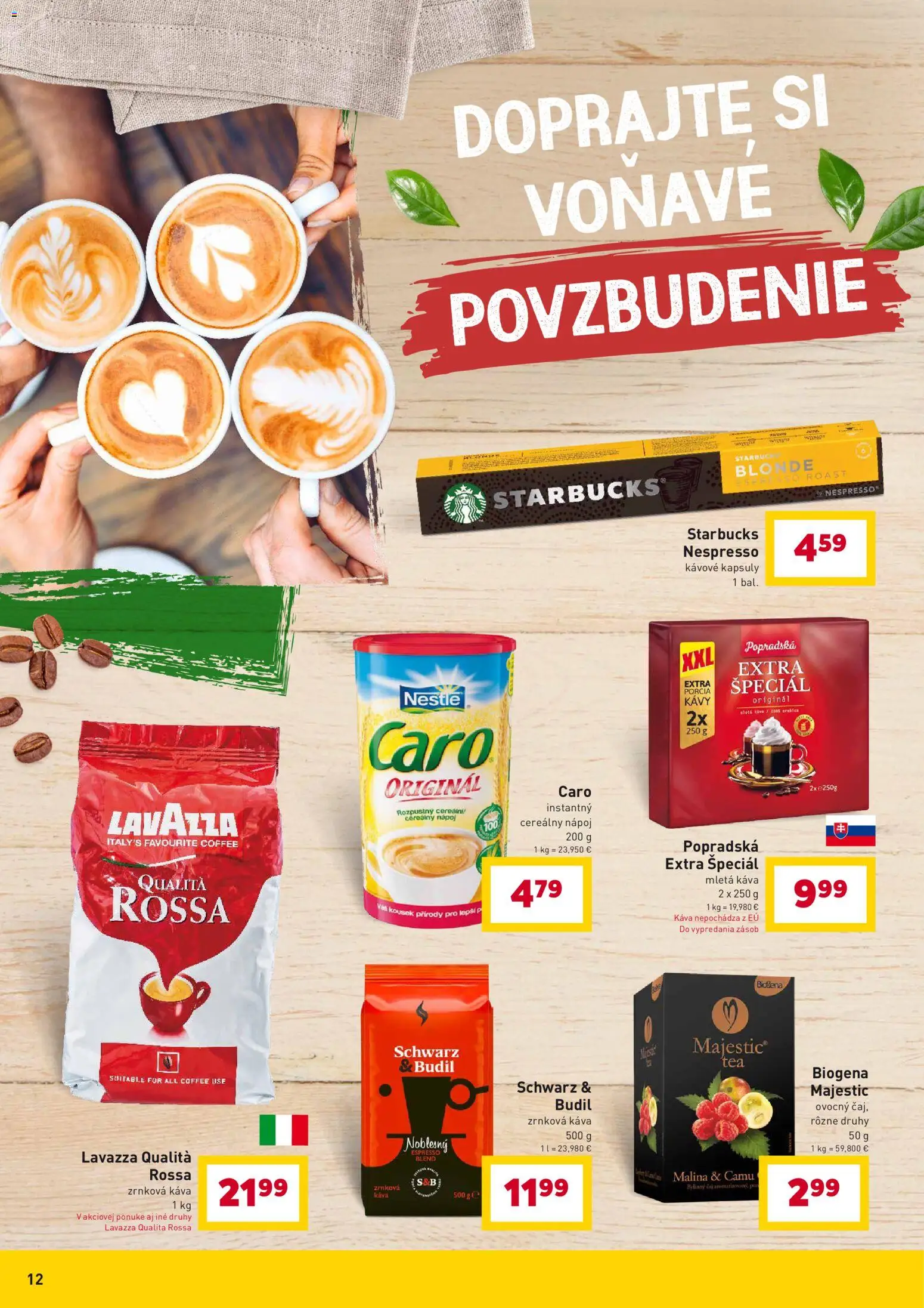 Nové Billa akcie – leták je platný od 07.04.2026 | Strana: 12 | Produkty: Káva, Čaj, Lavazza, Zrnková káva