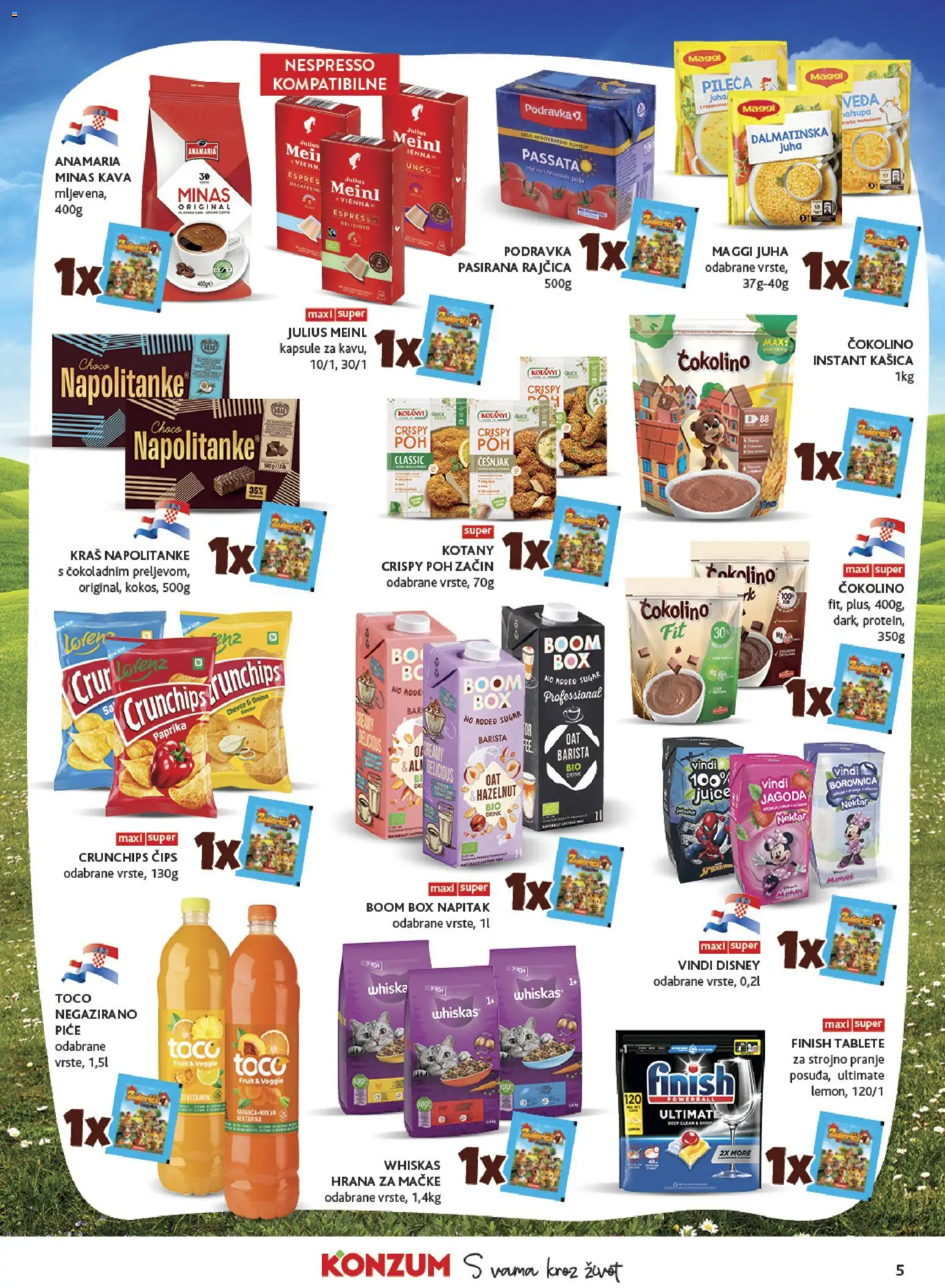 Konzum katalog | vrijedi od 18.02.2026 | Stranica: 5 | Proizvodi: Kava, Čips, Napolitanke, Češnjak
