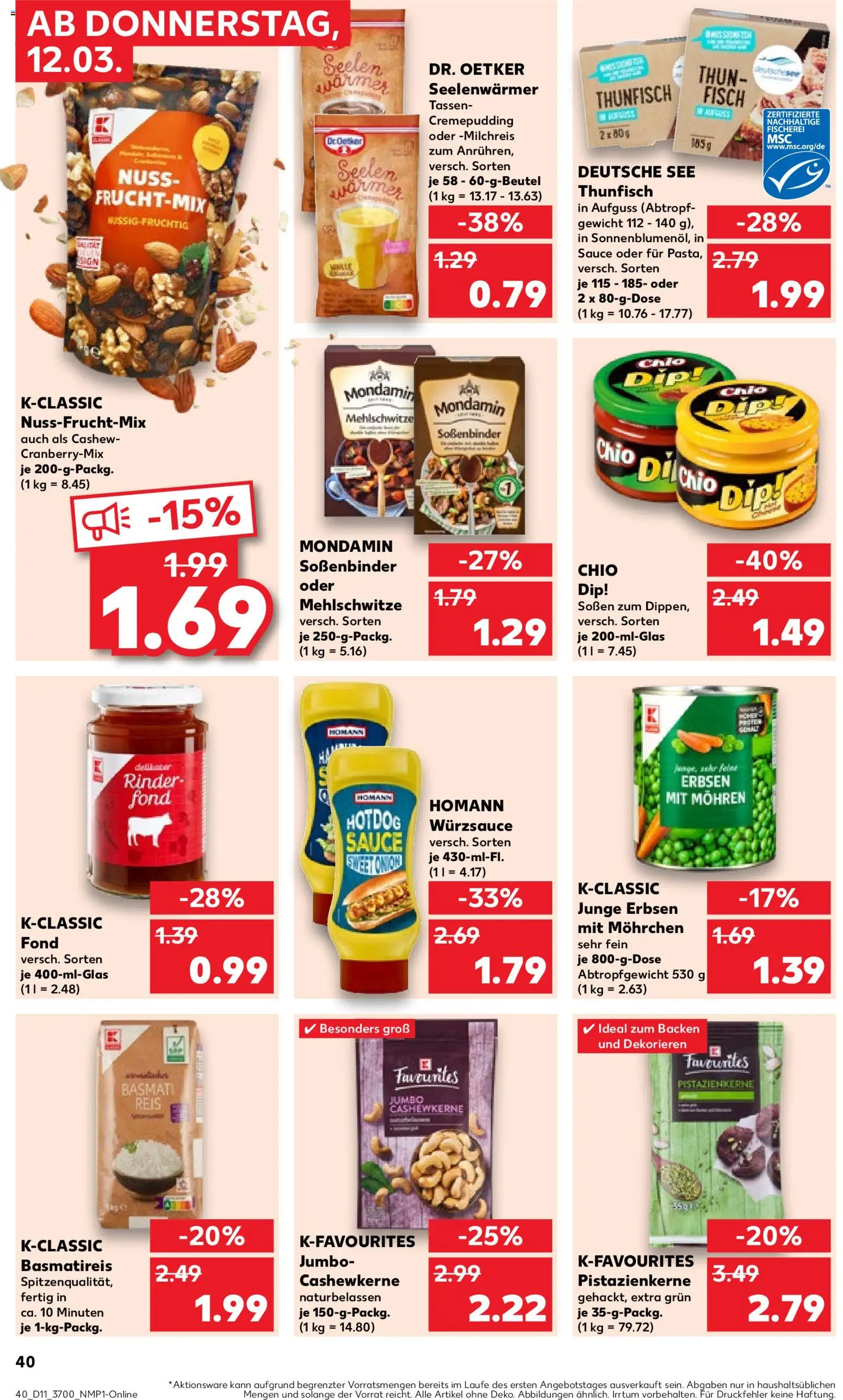 Kaufland Prospekt Rostock	 – gültig ab 12.03.2026 | Seite: 40 | Produkte: Gewicht, Basmatireis, Mohren, Fisch