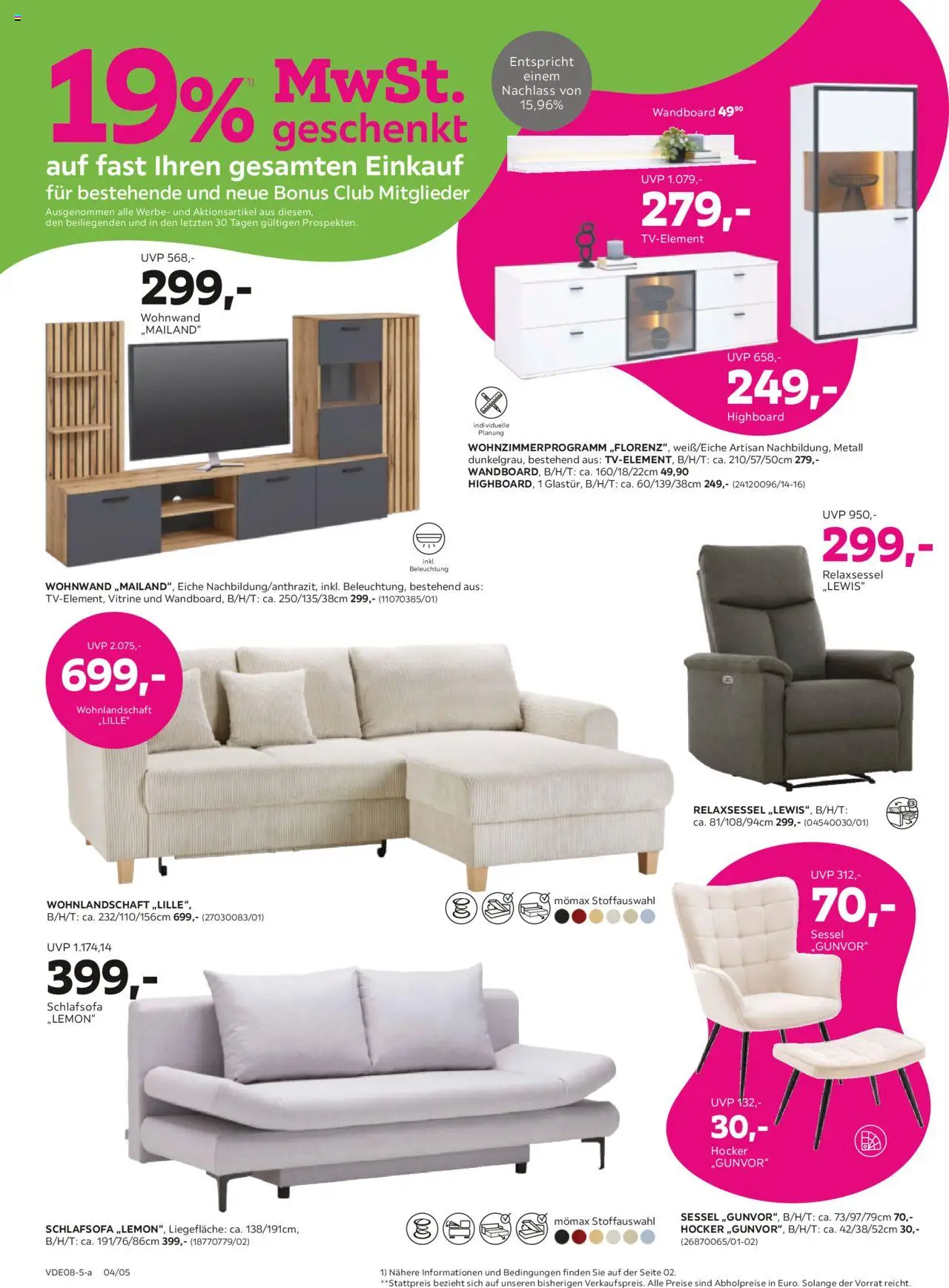 Mömax Prospekt 	 - gültig ab dem 28.07.2025 | Seite: 4 | Produkte: Hocker, Wohnwand, Vitrine, Sessel