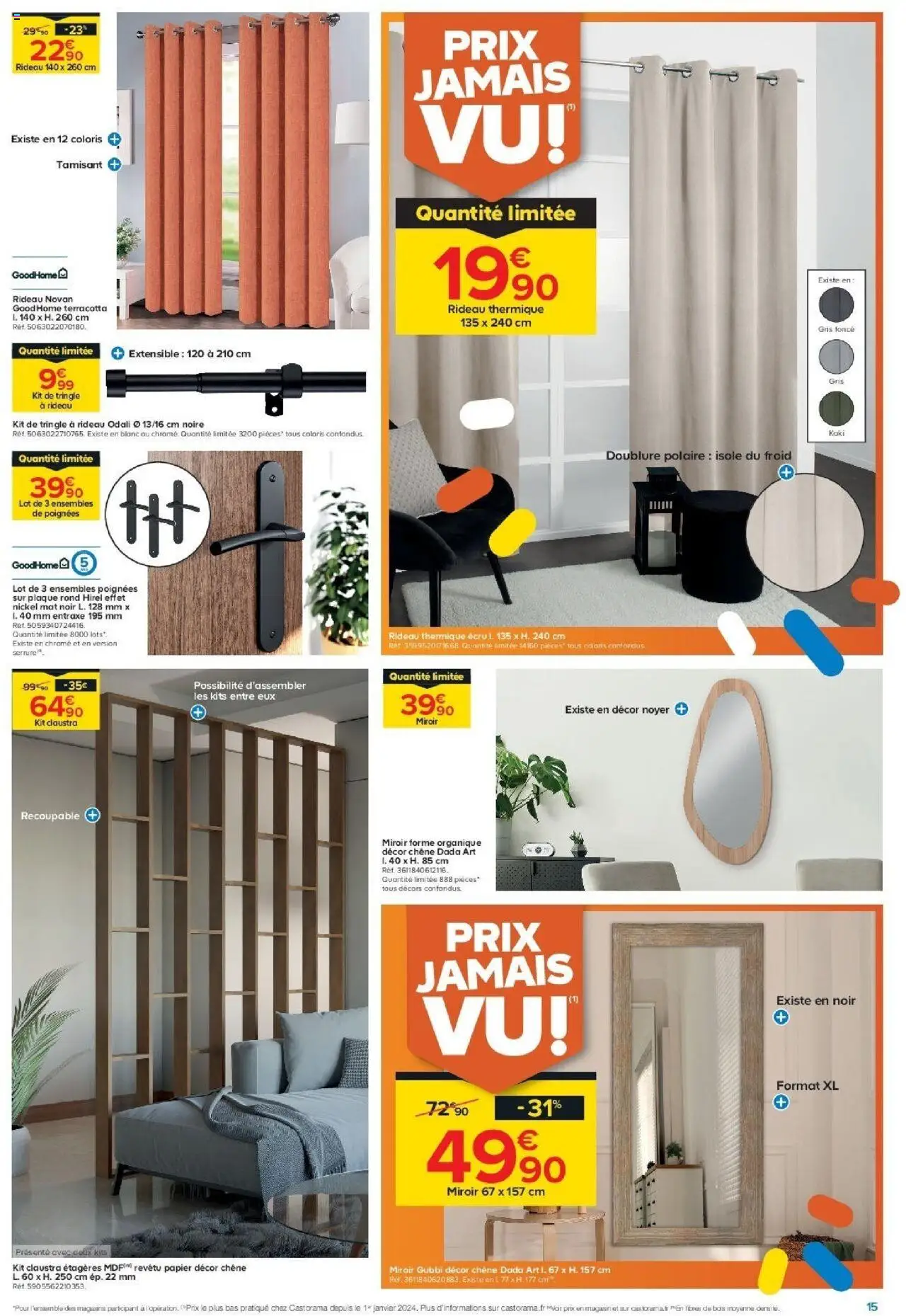 {H1} | Page: 15 | Produits: Kaki, Poignées, Miroir, Rideau