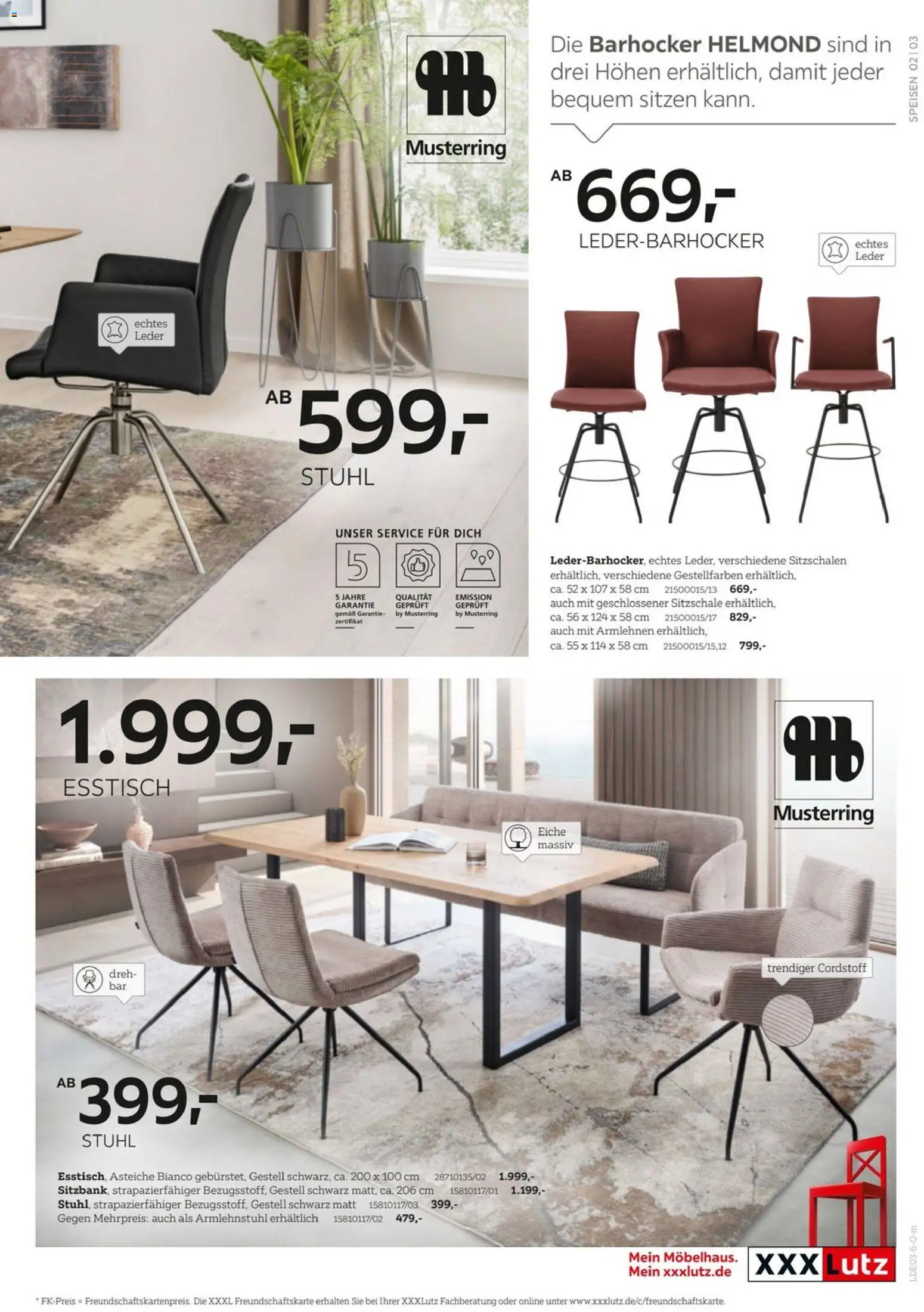 XXXL Lutz Musterring Spezial – gültig ab 15.03.2025 | Seite: 3 | Produkte: Esstisch, Barhocker, Stuhl