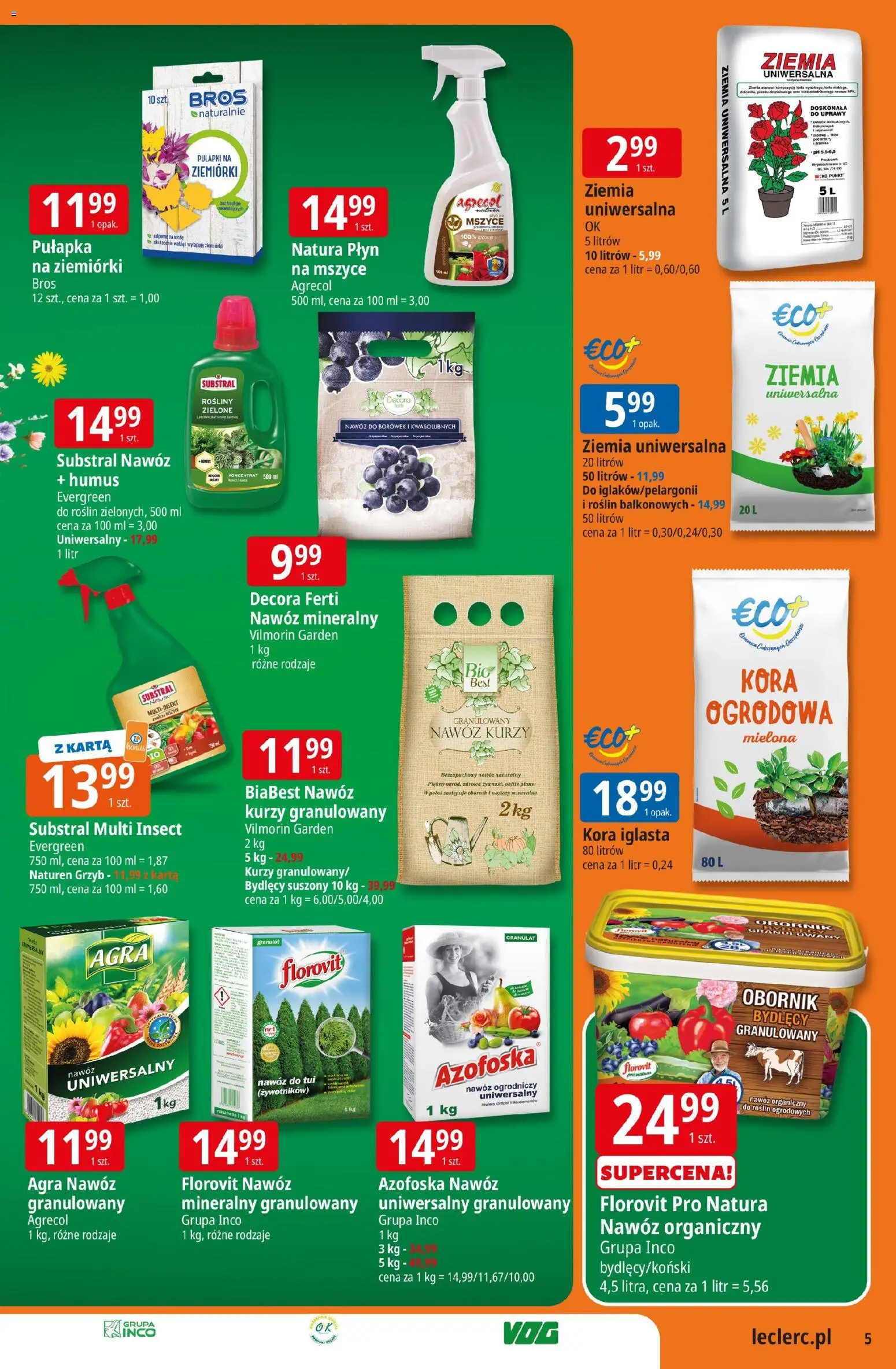 E.Leclerc gazetka - Zielona Góra od 10.03.2026 | Strona: 5 | Produkty: Karta, Ziemia uniwersalna, Ziemia, Rosliny