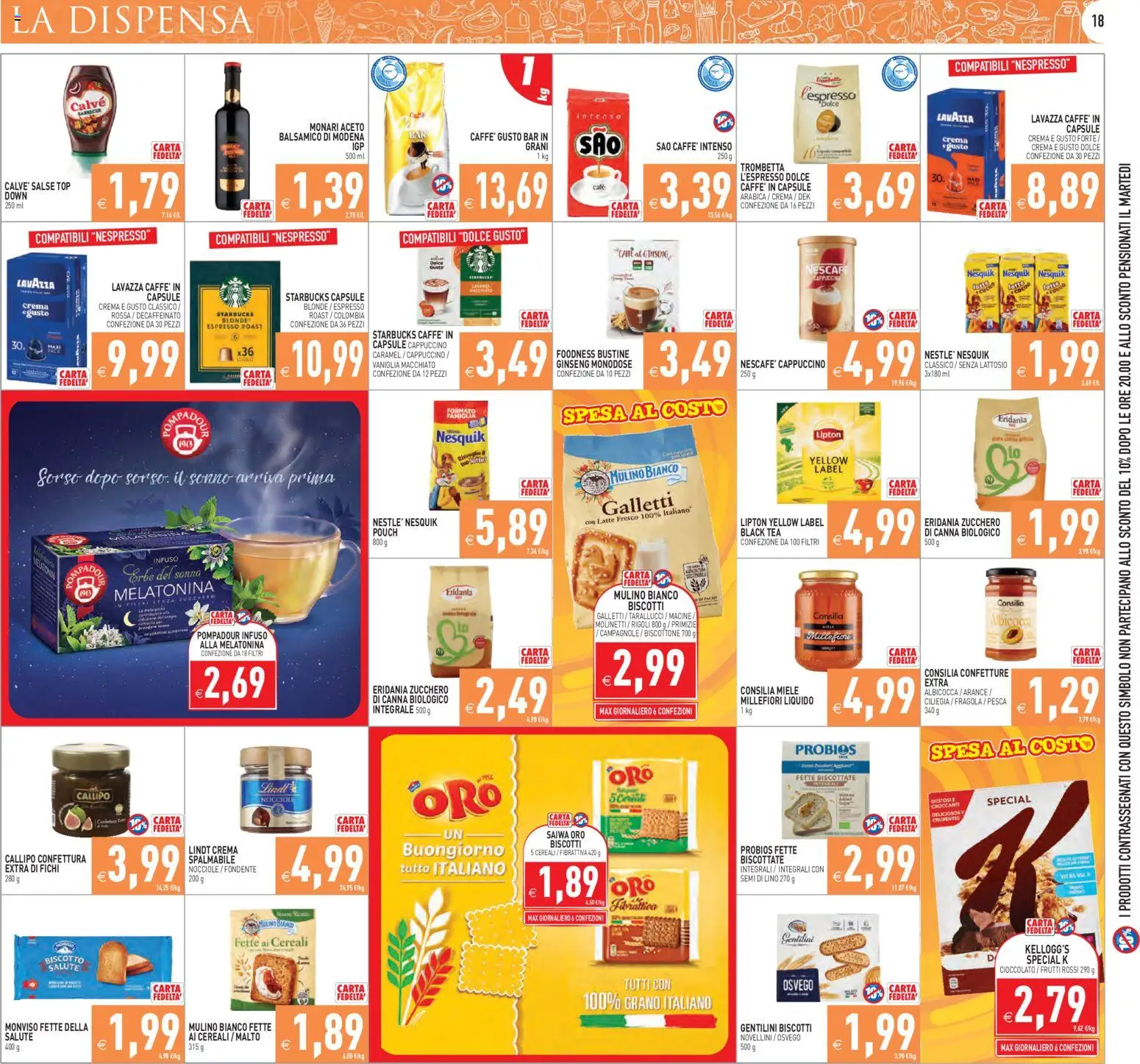 Volantino PIM Supermercati del 19.11.2025 | Pagina: 18 | Prodotti: Crema, Cioccolato, Biscotti, Pesca