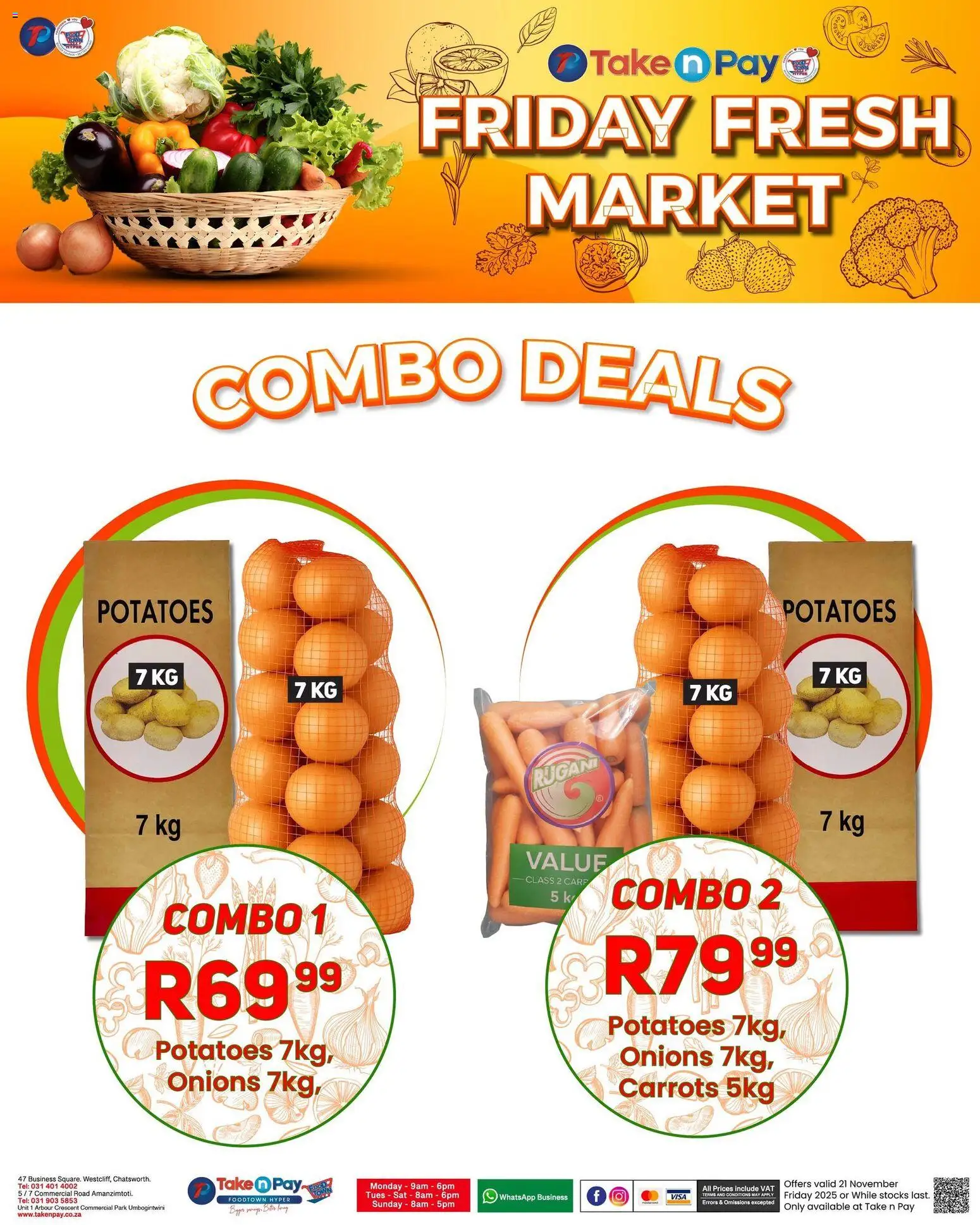 New Take n Pay catalogue – valid from 21.11.2025 | Page: 15 | Products: Carrots, Potatoes, Onions