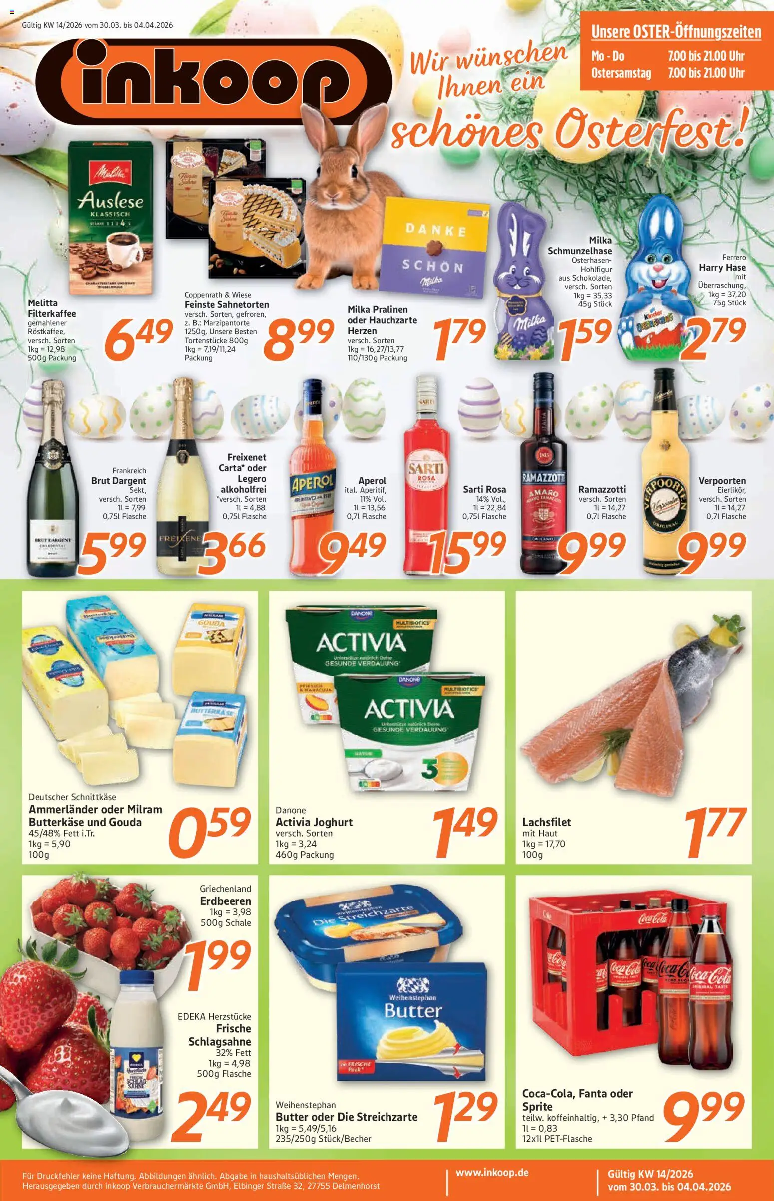 Inkoop Prospekt – gültig ab 30.03.2026 | Seite: 1 | Produkte: Coca cola, Sprite, Milka, Brut dargent