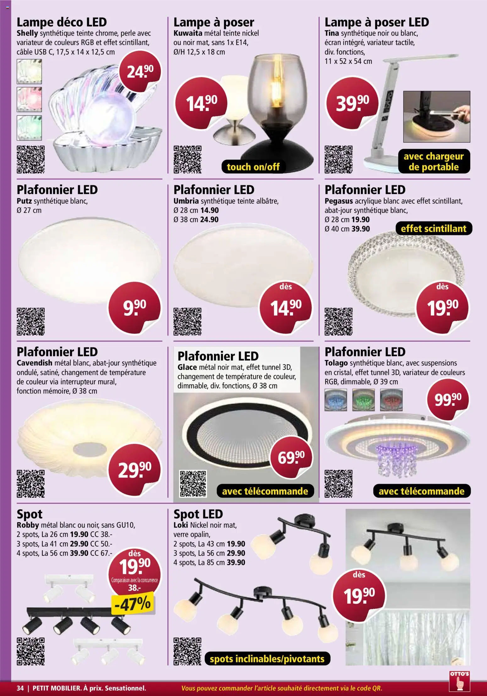 Otto's aktionen Meubles – gültig ab 01.03.2026 | Seite: 34 | Produkte: Lampe, Glace, Usb