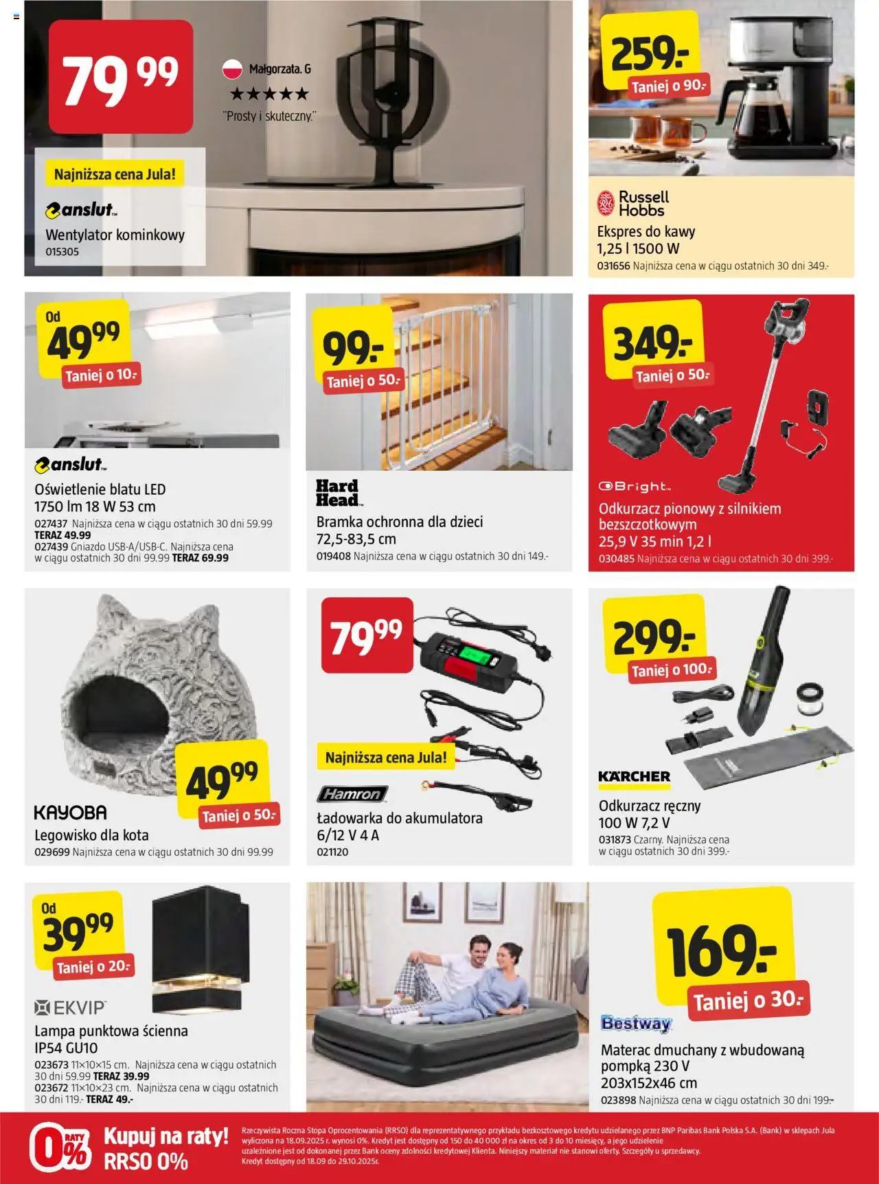 Jula Gazetka od 16.10.2025 | Strona: 6 | Produkty: Ładowarka, Odkurzacz, Legowisko dla kota, Lampa