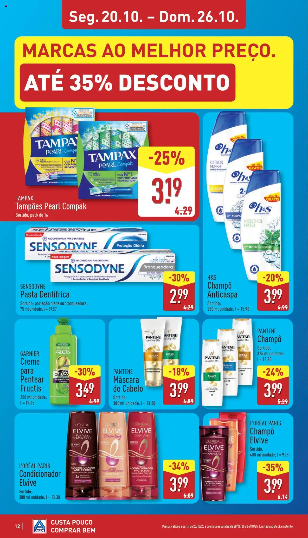 Aldi folheto │ válido de 20.10.2025 | Página: 12 | Produtos: Condicionador, Máscara de cabelo, Creme