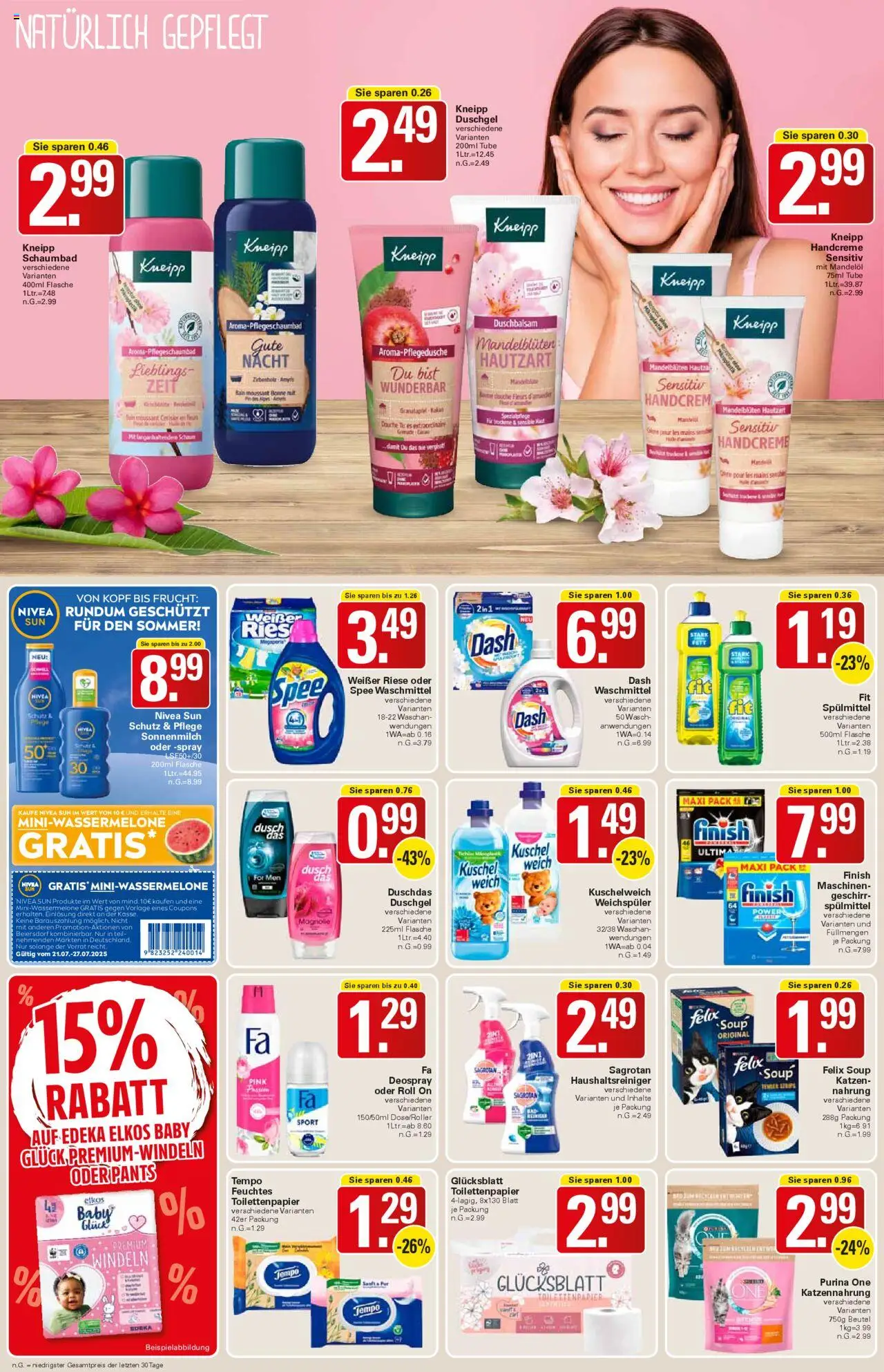 WEZ Prospekt - gültig ab dem 21.07.2025 | Seite: 14 | Produkte: Purina one, Finish, Duschdas, Waschmittel