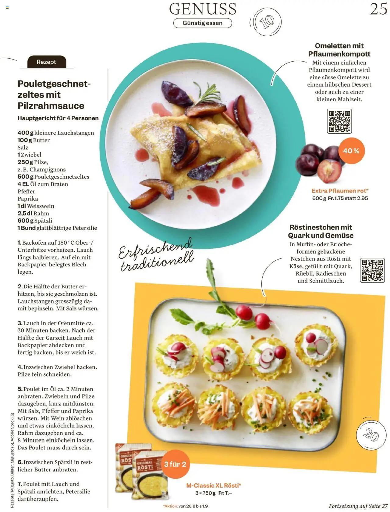 Migros - Magazin ab 25.08.2025 | Seite: 25 | Produkte: Öl, Champignons, Backofen, Zwiebeln