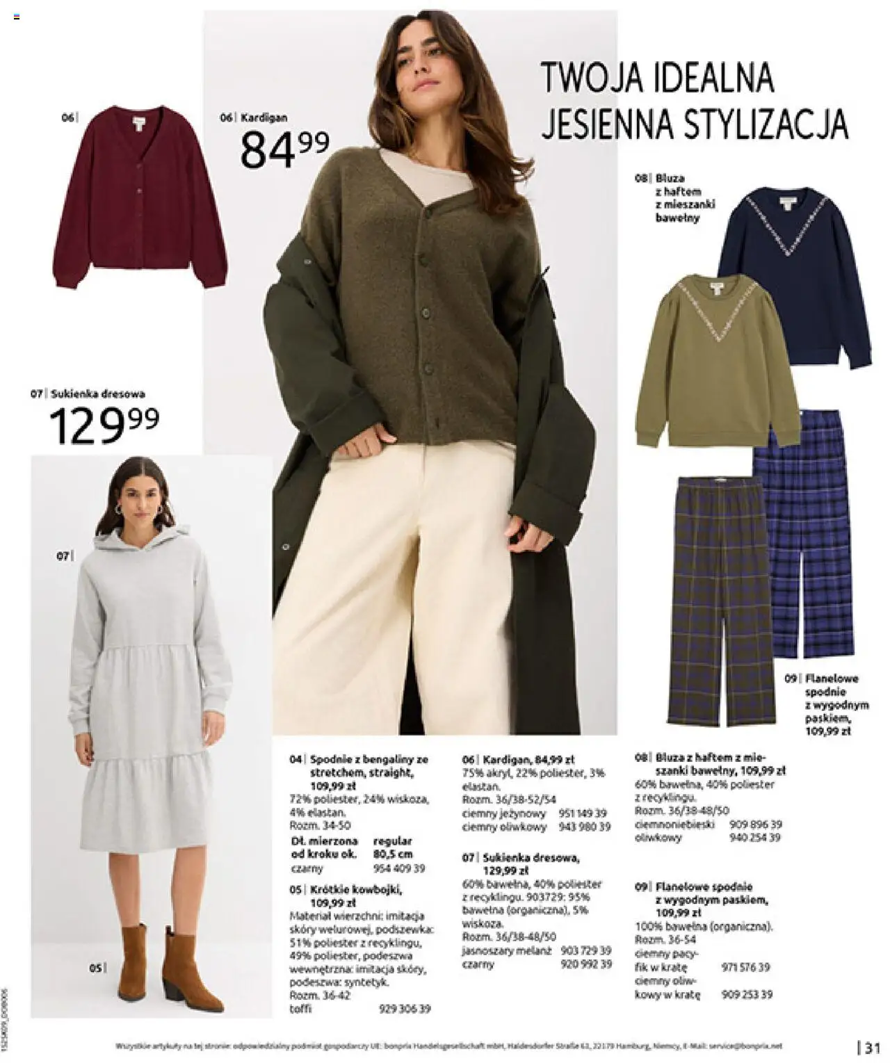 BonPrix Katalog - Przytulny Sezon Przejściowy od 22.09.2025 | Strona: 33 | Produkty: Spodnie, Kardigan, Sukienka
