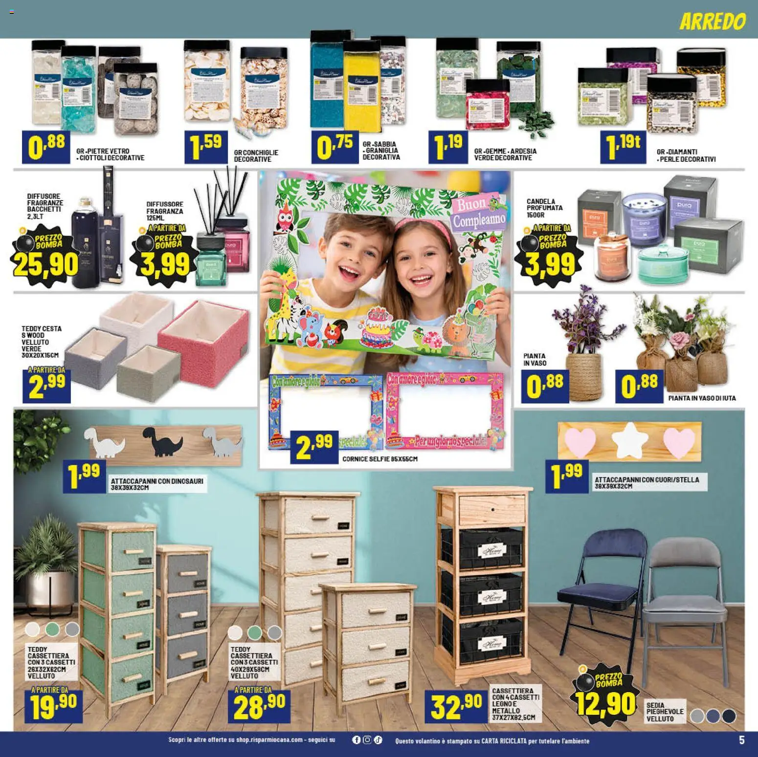 Volantino RisparmioCasa del 15.04.2026 | Pagina: 5 | Prodotti: Attaccapanni, Sedia, Candela, Vaso