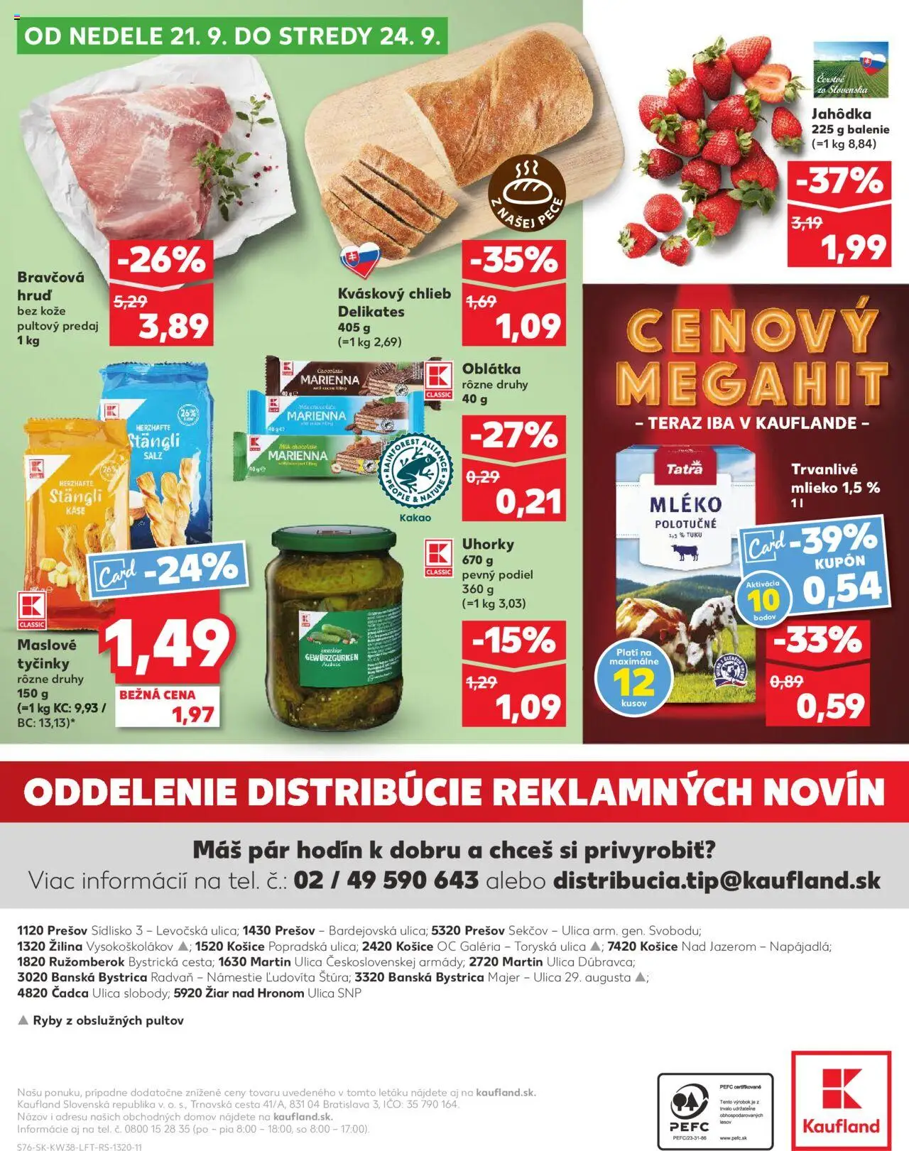 Nové Kaufland akcie – leták je platný od 18.09.2025 | Strana: 76 | Produkty: Mlieko, Chlieb, Uhorky, Kakao