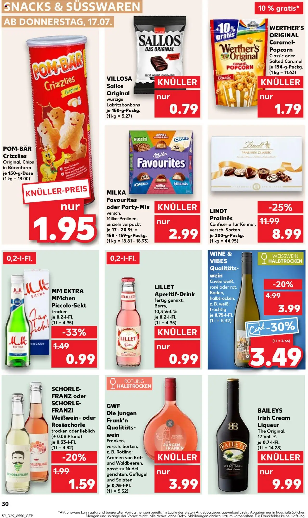 Kaufland prospekt Kiel	 - gültig ab dem 17.07.2025 | Seite: 30 | Produkte: Weißwein, POM-BÄR, Wein, Lindt
