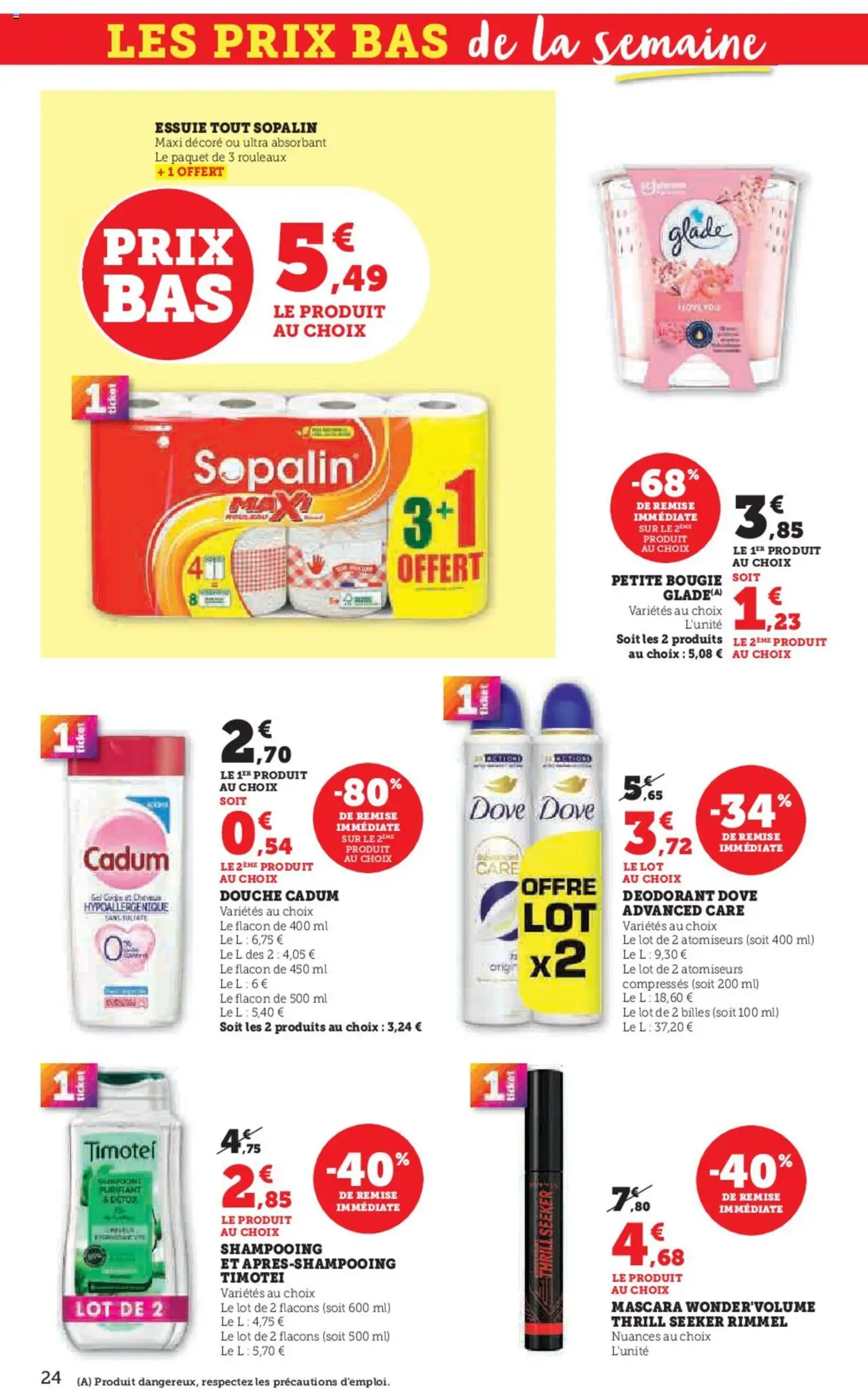 {H1} | Page: 24 | Produits: Mascara, Shampooing, Déodorant, Douche