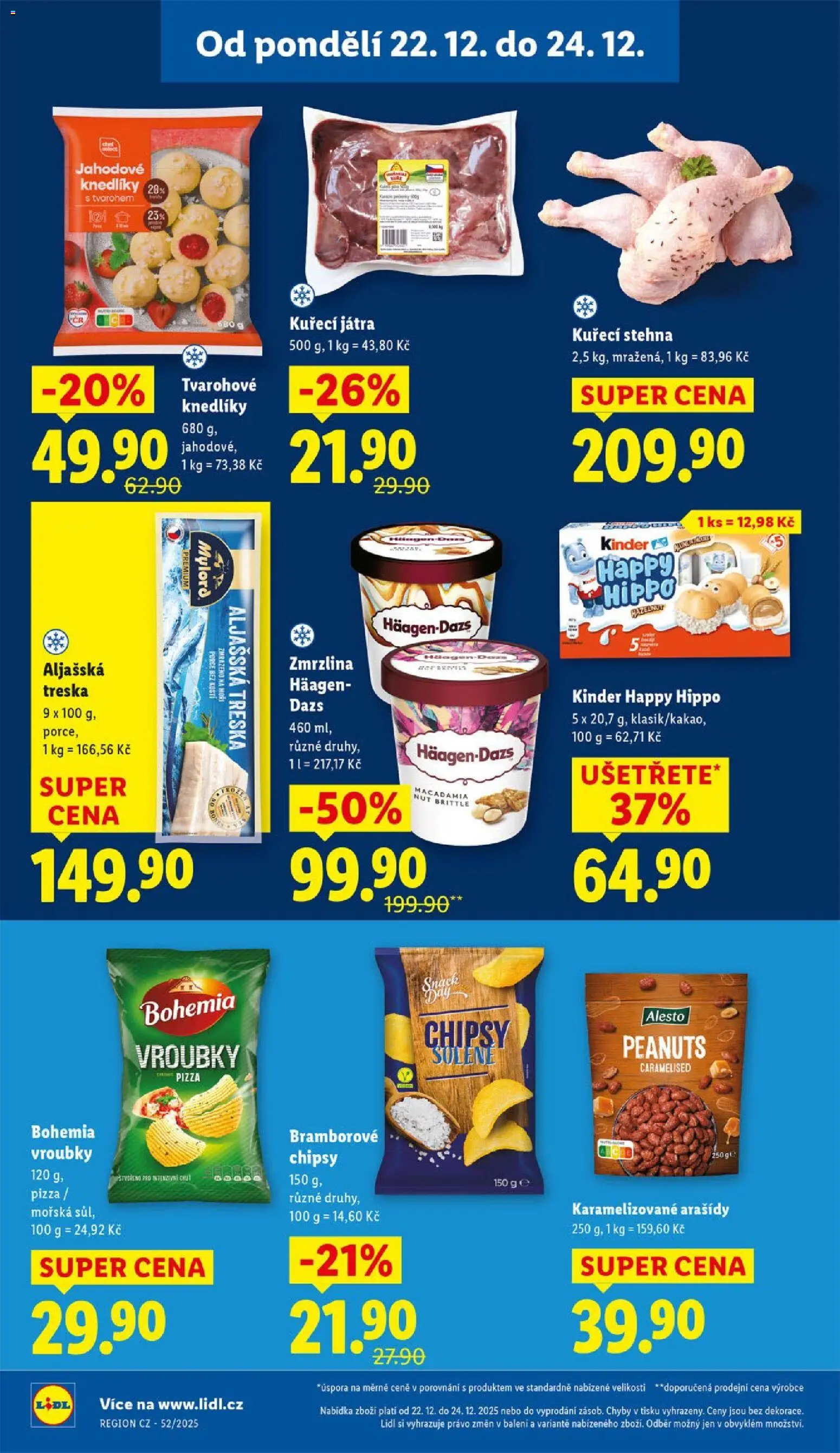 Lidl leták od 22.12.2025 | Strana: 12 | Produkty: Treska, Zmrzlina Haagen Dazs, Chipsy, Häagen-Dazs Zmrzlina