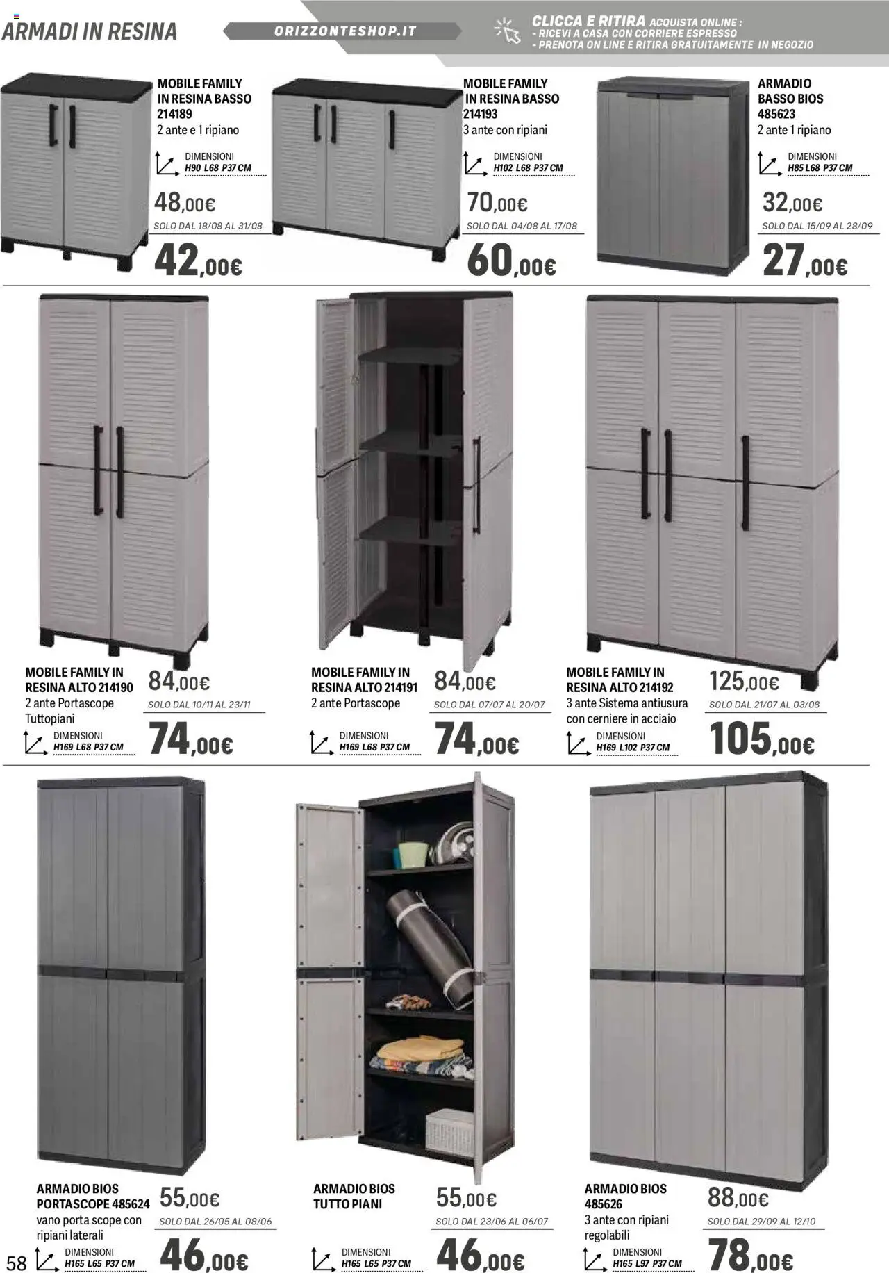 Volantino Orizzonte del 09.05.2025 | Pagina: 58 | Prodotti: Ripiano, Mobile, Armadio