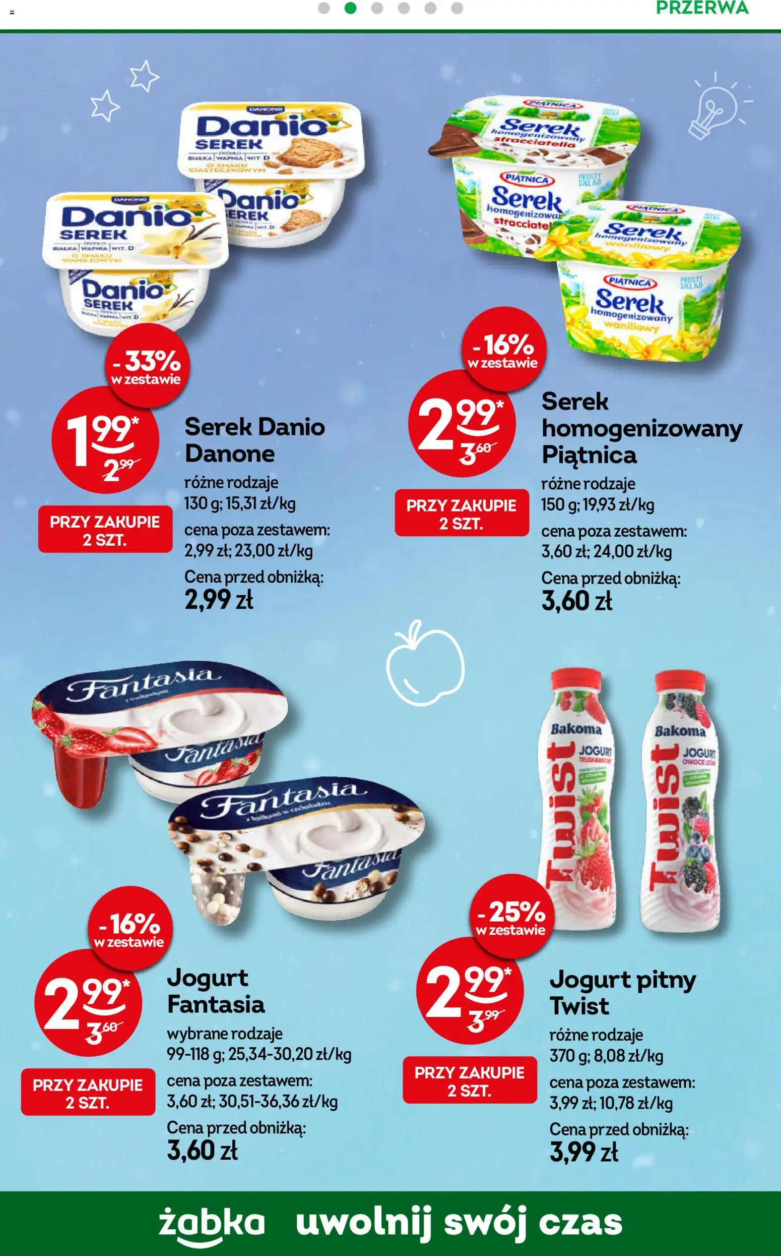 Żabka Gazetka od 14.01.2026 | Strona: 43 | Produkty: Serek homogenizowany, Jogurt pitny, Jogurt, Owoce