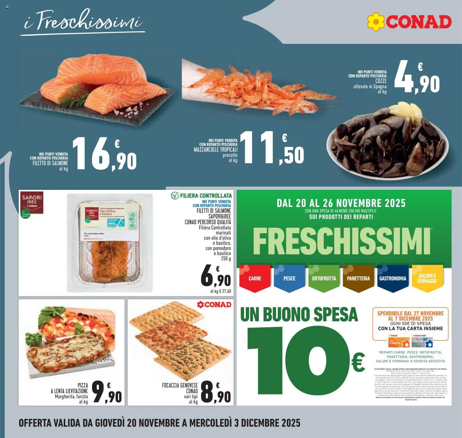 Volantino Conad del 20.11.2025 | Pagina: 12 | Prodotti: Pizza, Cozze, Pomodoro, Olio