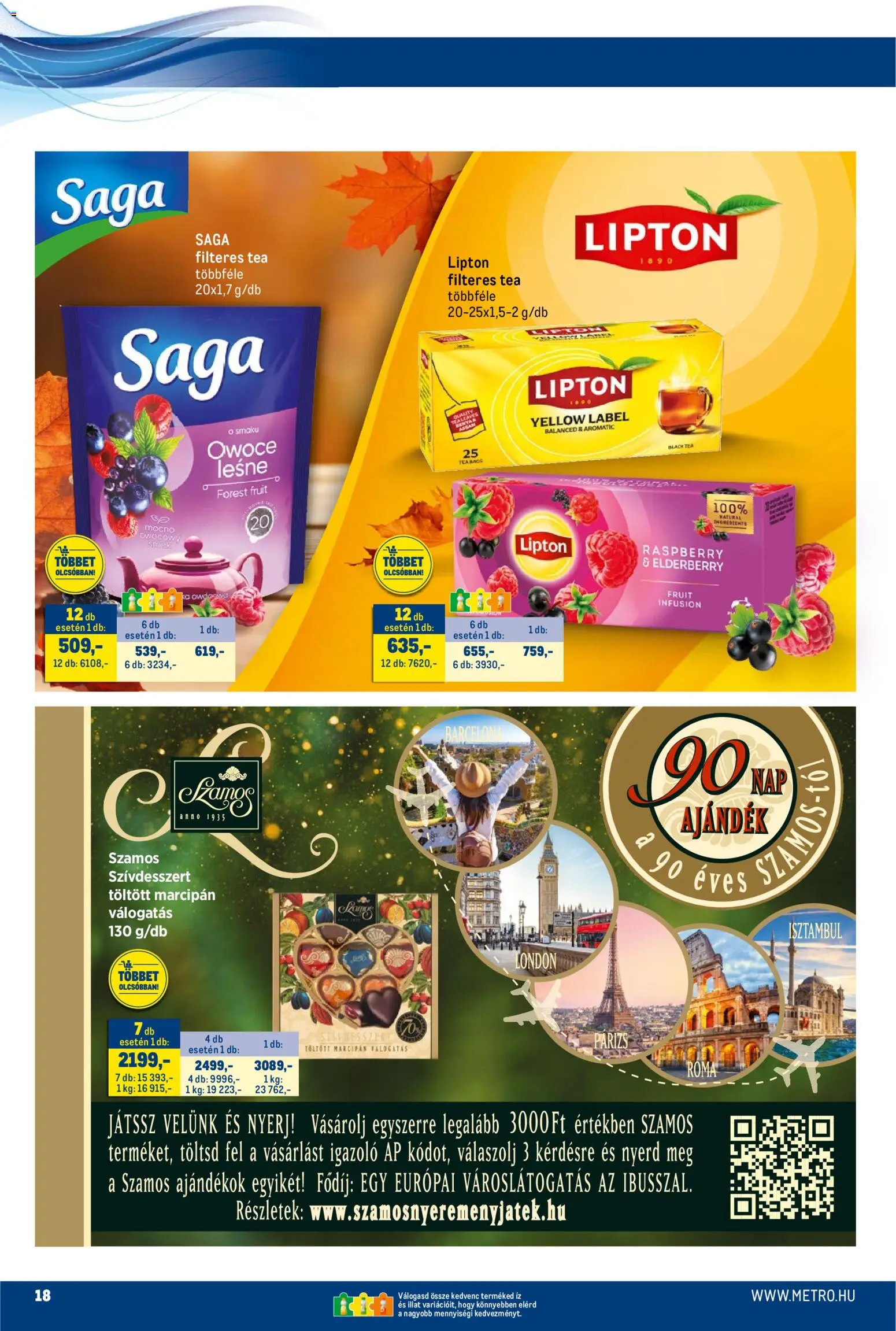 Metro akciós ujság - amely érvényes a következő dátumtól: 15.11.2025 | Oldal: 18 | Termékek: Marcipan, Tea