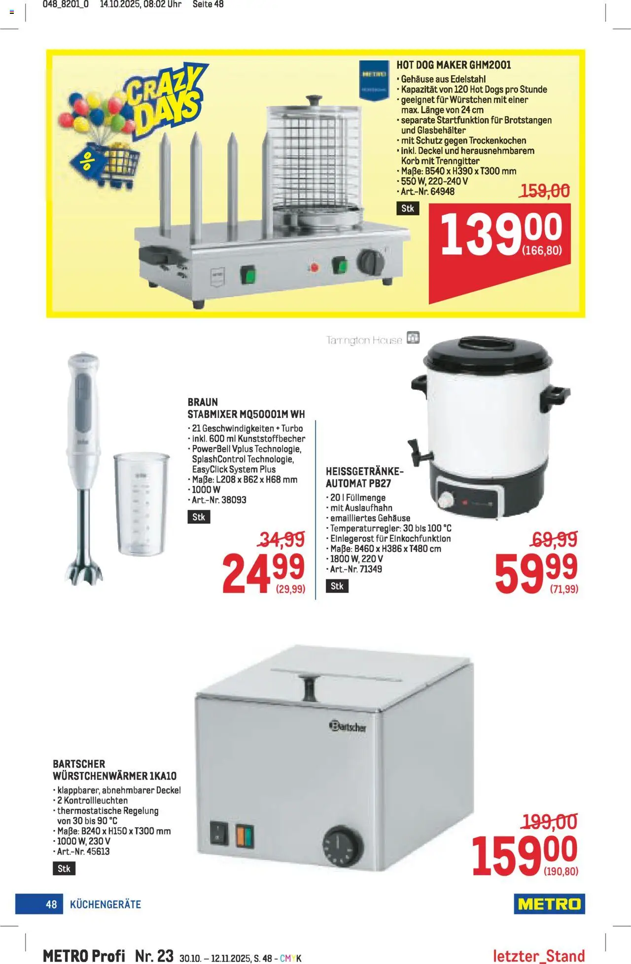 Metro angebote Profi gültig ab 30.10.2025 | Seite: 48 | Produkte: Uhr, Korb