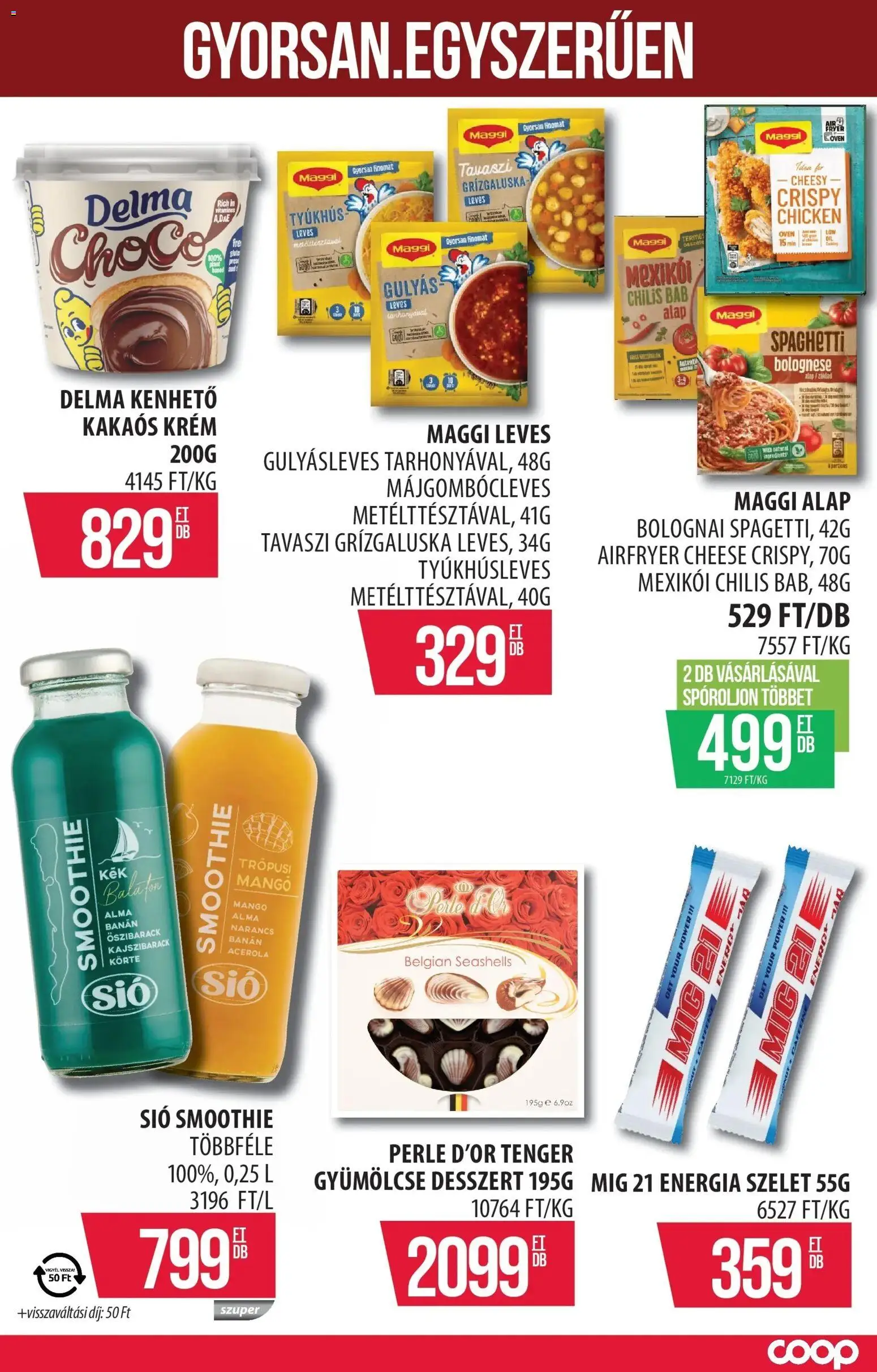 COOP Szolnok akciós ujság - amely érvényes a következő dátumtól: 08.01.2026 | Oldal: 4 | Termékek: Őszibarack, Körte, Maggi, Smoothie