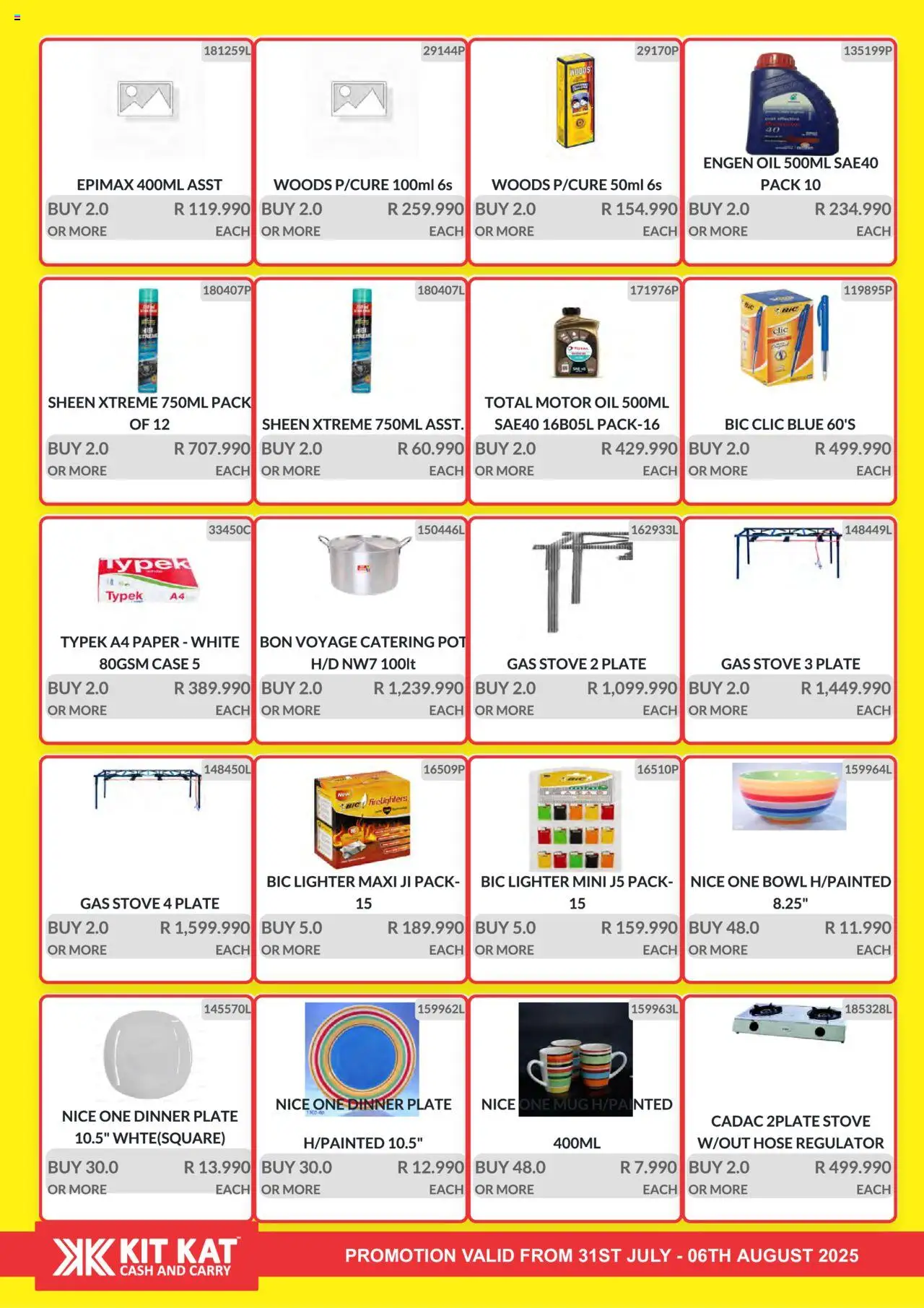 KIT KAT Cash & Carry Weekly Traders Special │ valid from 31.07.2025 | Page: 29 | Products: Case, Plate, Bowl, Oil