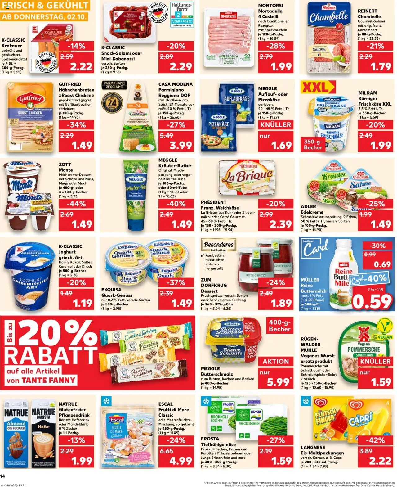 Kaufland prospekt Kiel	 – gültig ab 02.10.2025 | Seite: 14 | Produkte: Langnese, Buttermilch, Milram, Meeresfrüchte
