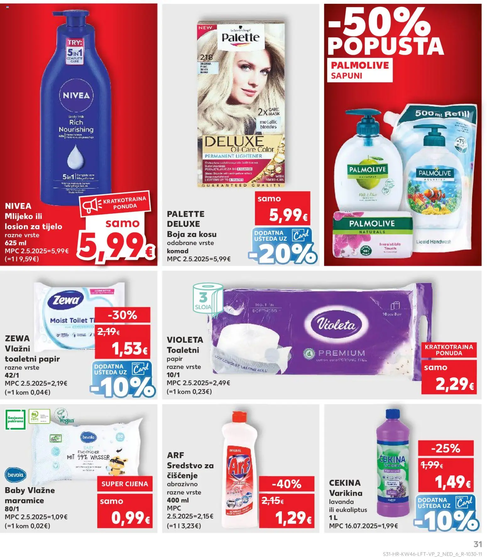 Kaufland katalog | vrijedi od 12.11.2025 | Stranica: 31 | Proizvodi: Boja za kosu, Toaletni papir, Zewa, Arf