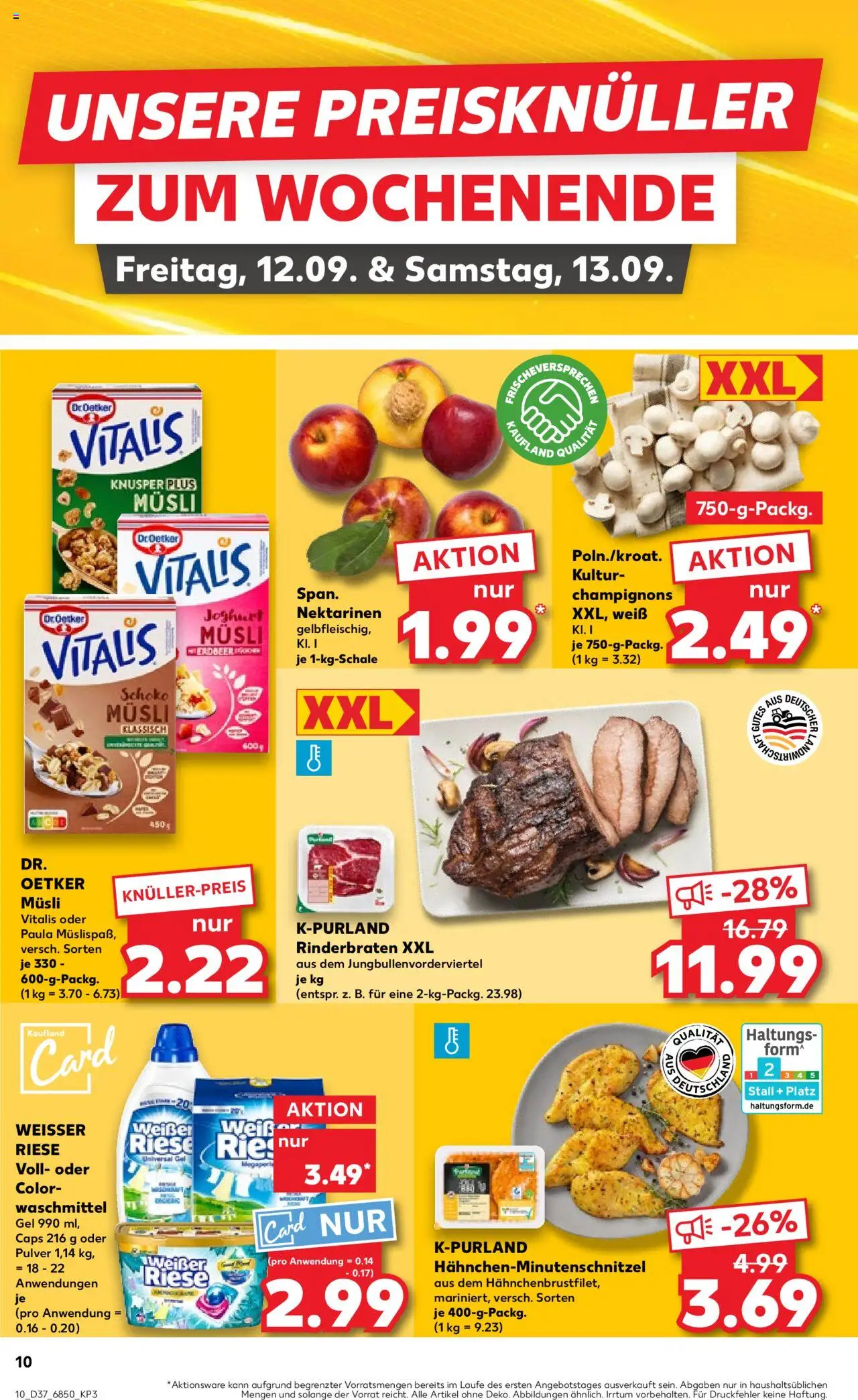 Kaufland prospekt Speyer	 – gültig ab 11.09.2025 | Seite: 10 | Produkte: Musli, Rinderbraten, Nektarinen, Champignons