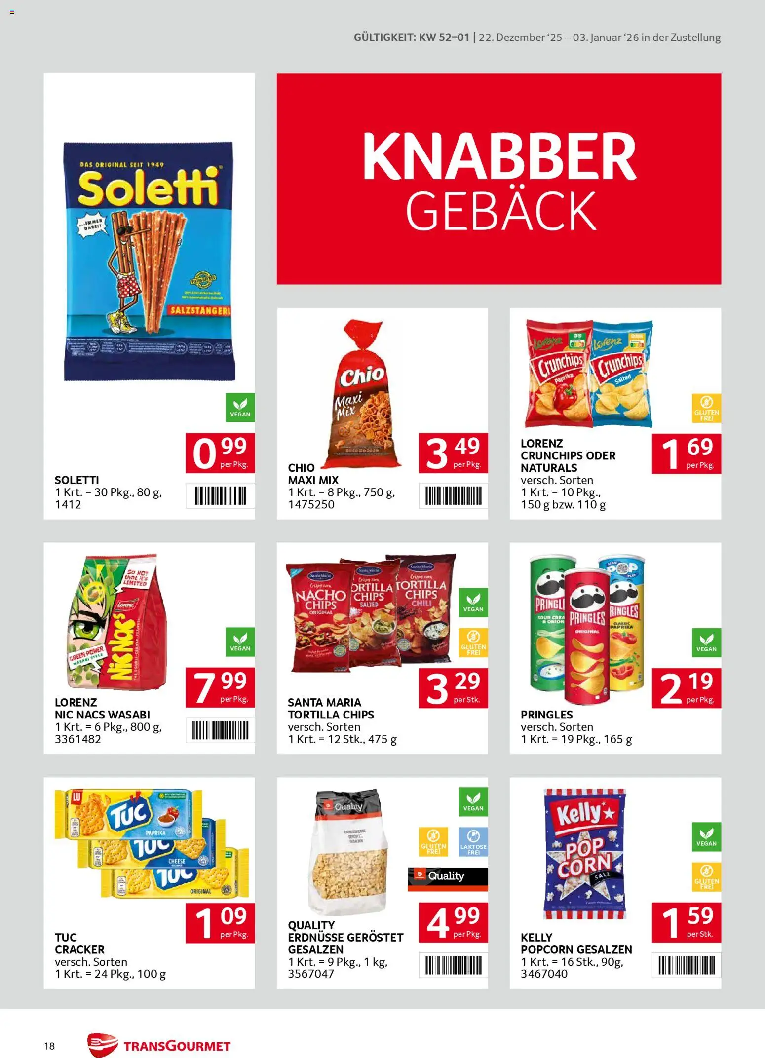 Transgourmet Zustellaktion gültig ab 22.12.2025 | Seite: 18 | Produkte: Chips, Chili, Папионка