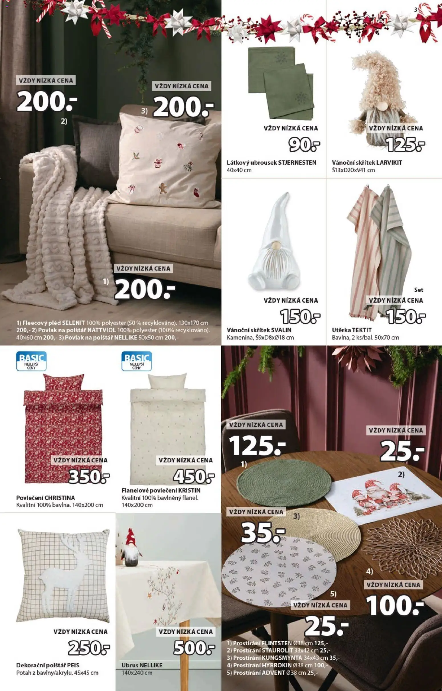 JYSK leták od 24.11.2025 | Strana: 3 | Produkty: Povlak na polštář, Flanelové povlečení, Polštář, Utěrka