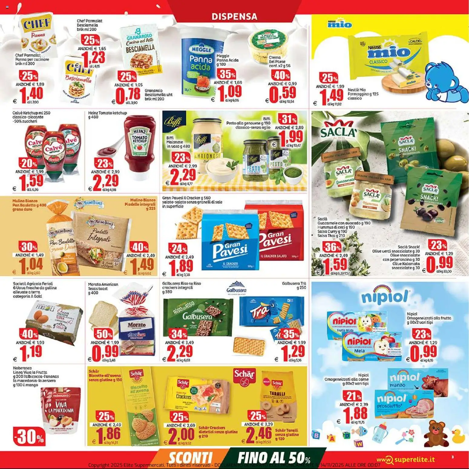 Volantino Elite Supermercati del 14.11.2025 | Pagina: 3 | Prodotti: Ceci, Olive, Peperoncino, Macedonia