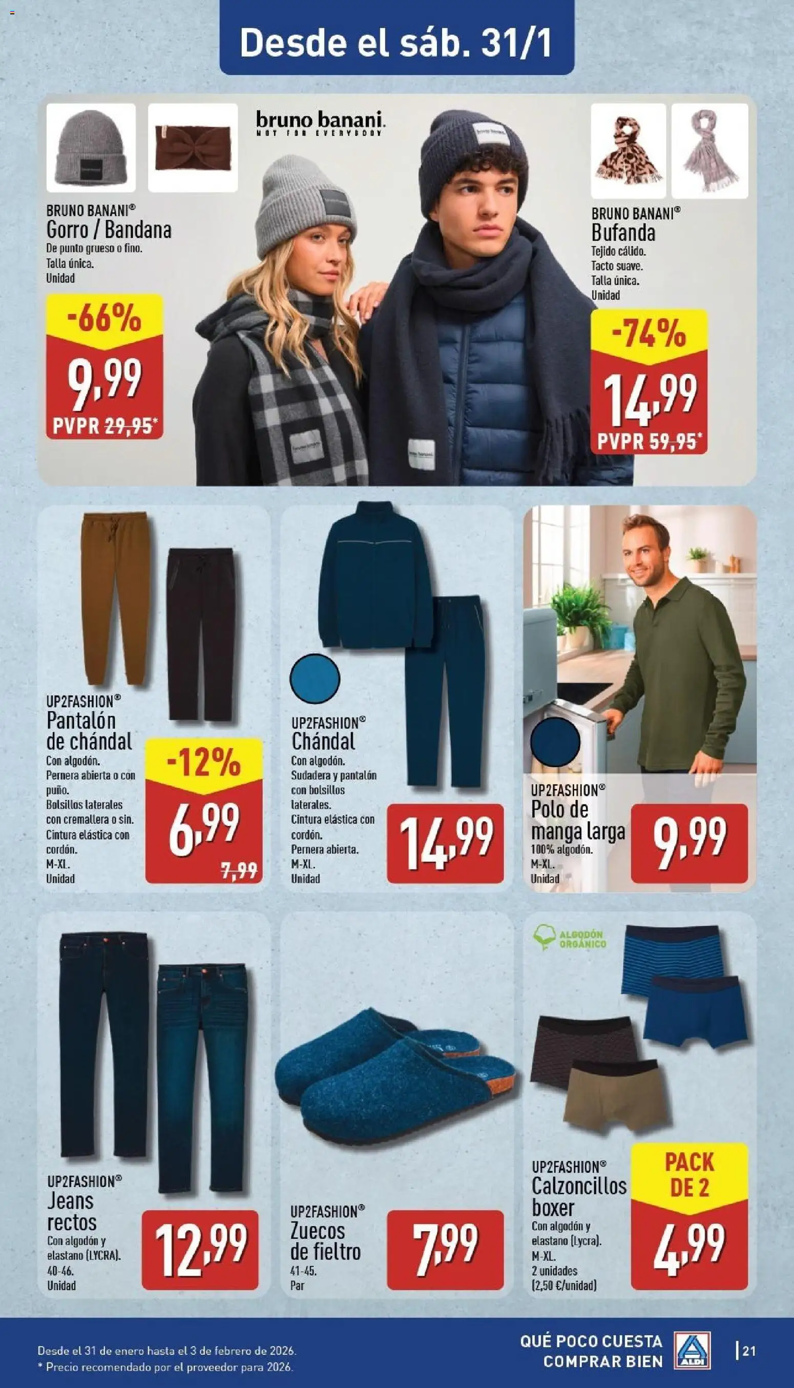Aldi folleto Península │ válido desde el 26.01.2026 | Página: 21 | Productos: Sudadera, Bufanda, Pantalón de chándal