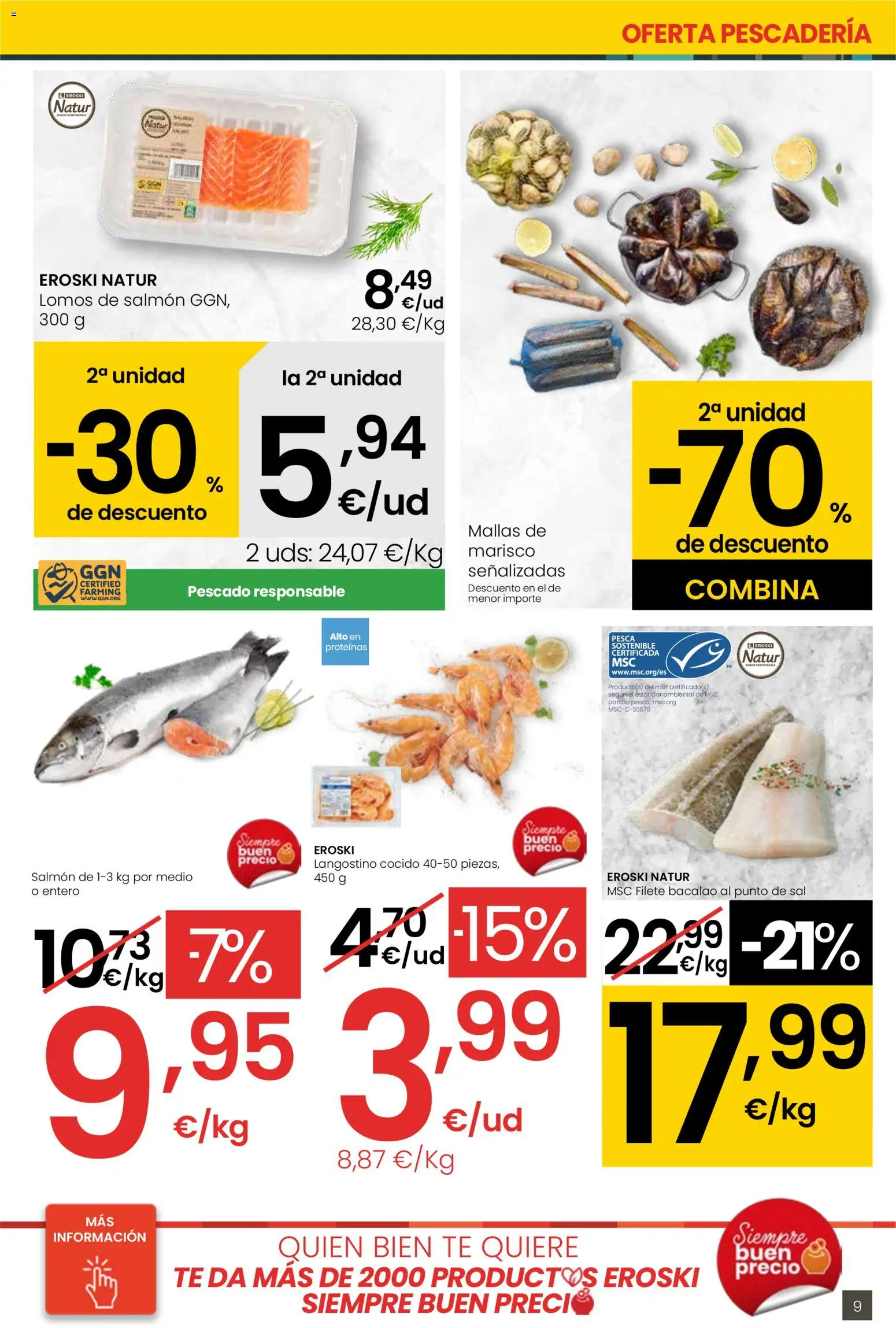 Eroski - 3x2  │ válido desde el 30.10.2025 | Página: 9 | Productos: Pescado, Té, Filete, Langostino