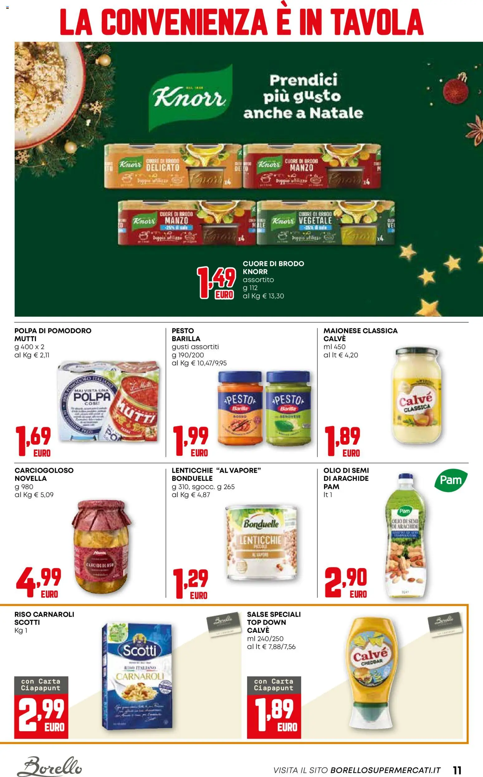 Volantino Borello Supermercati del 18.12.2025 | Pagina: 11 | Prodotti: Riso Carnaroli, Riso, Manzo, Top