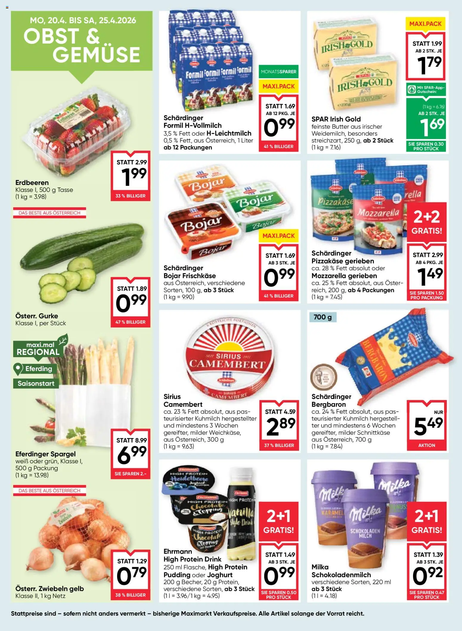 Maximarkt Flugblatt gültig ab 23.04.2026 | Seite: 10 | Produkte: Erdbeeren, Obst, Milch, Butter