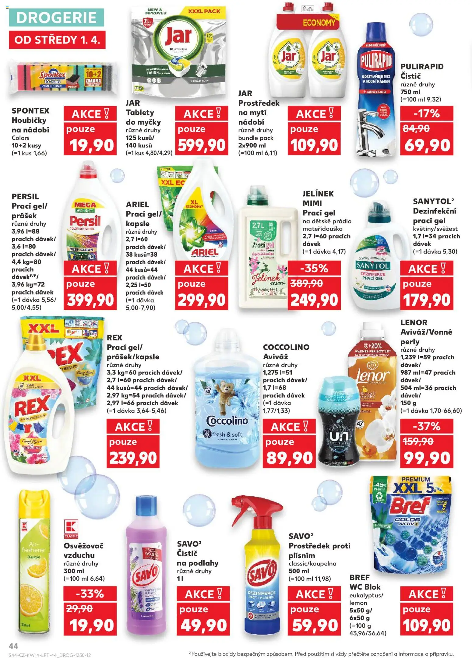 Kaufland leták - Plzeň od 01.04.2026 | Strana: 44 | Produkty: Tablety do myčky, Savo, Blok, WC blok Bref
