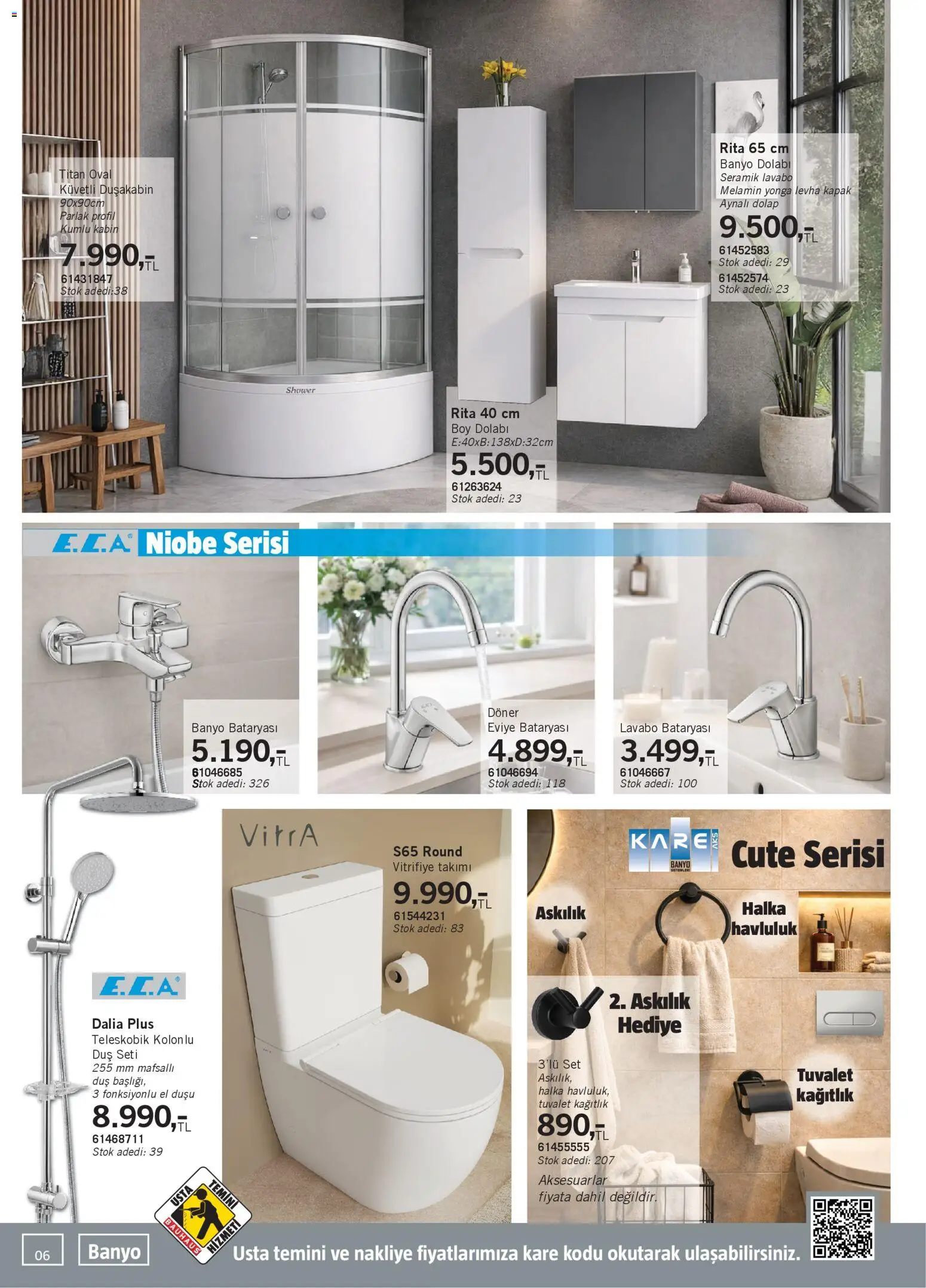 Bauhaus Katalog - 28.03.2026 tarihinden itibaren geçerlidir | Sayfa: 6 | Ürünler: Döner, Lavabo, Banyo, Duş