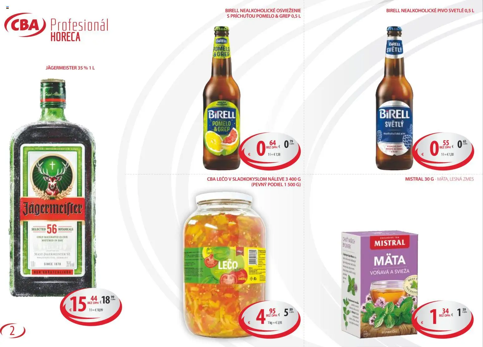 Nové CBA Komfos akcie – leták je platný od 02.01.2026 | Strana: 2 | Produkty: Jägermeister, Pivo, Nealkoholické pivo, Pomelo